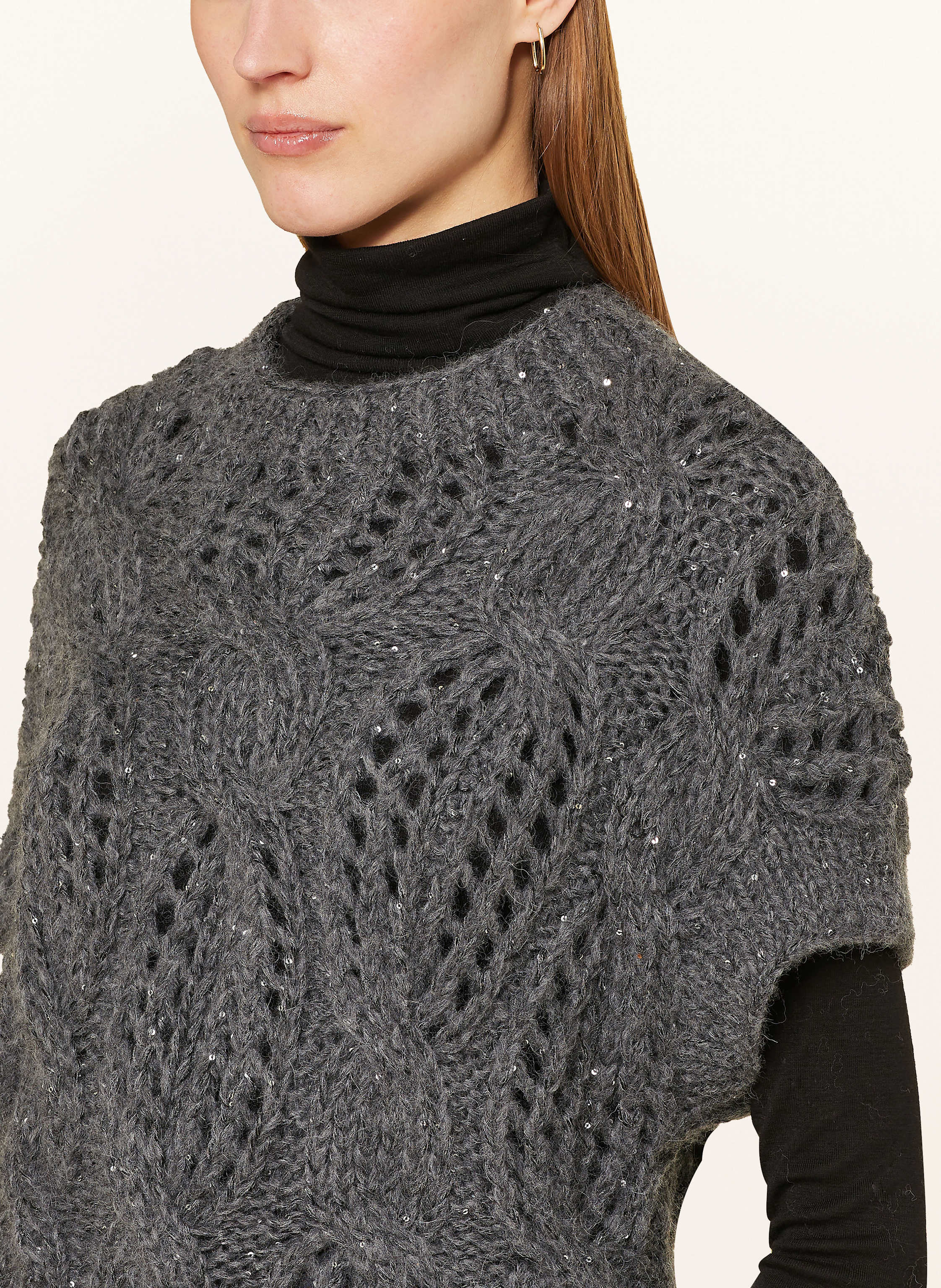 Thumbnail - Antonelli Firenze Strickshirt Mit Pailletten grau