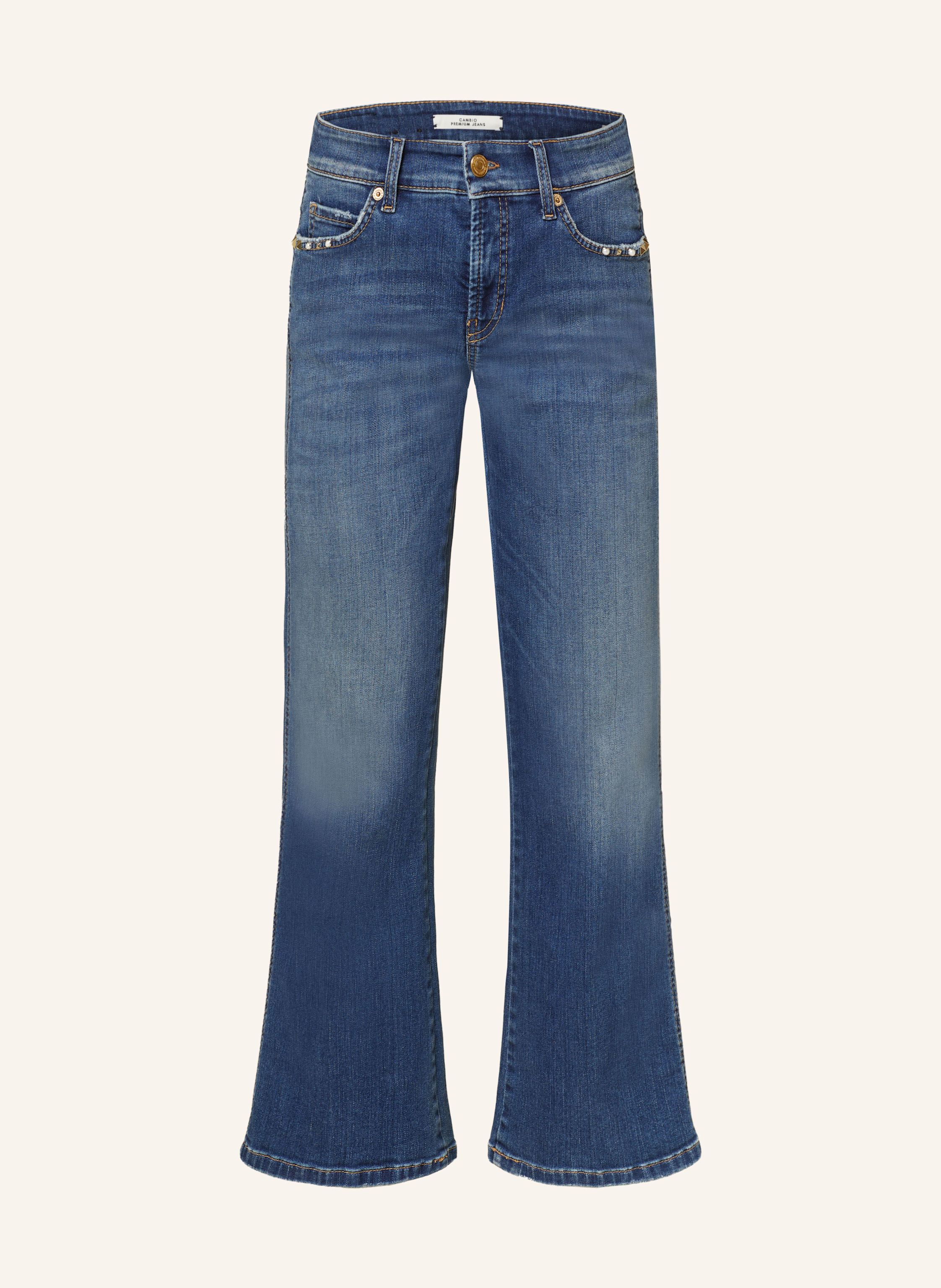 CAMBIO Bootcut džíny FRANCESCA s ozdobnými kamínky a nýty 5151