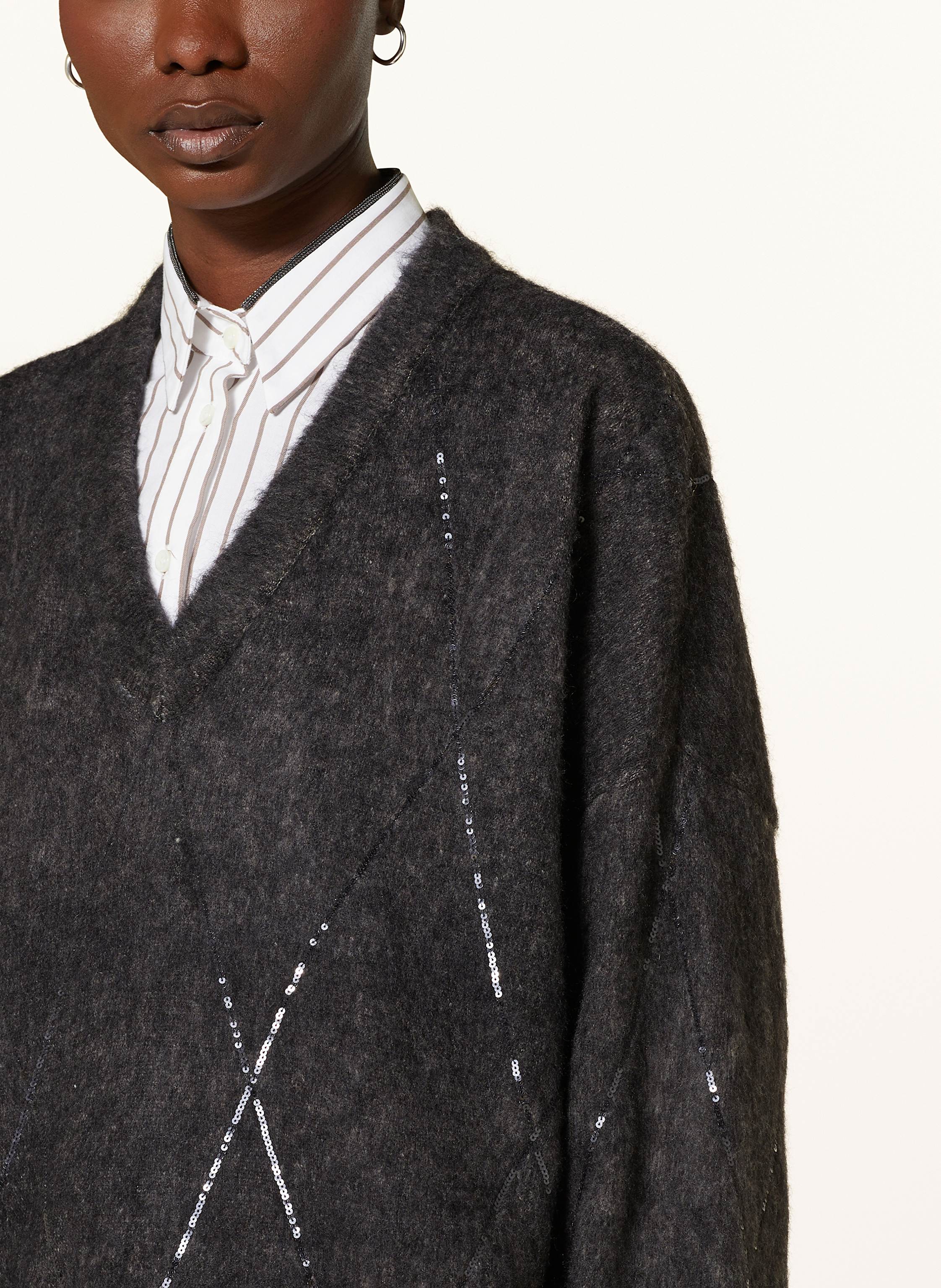 Thumbnail - Brunello Cucinelli Pullover Mit Pailletten Und Mohair grau