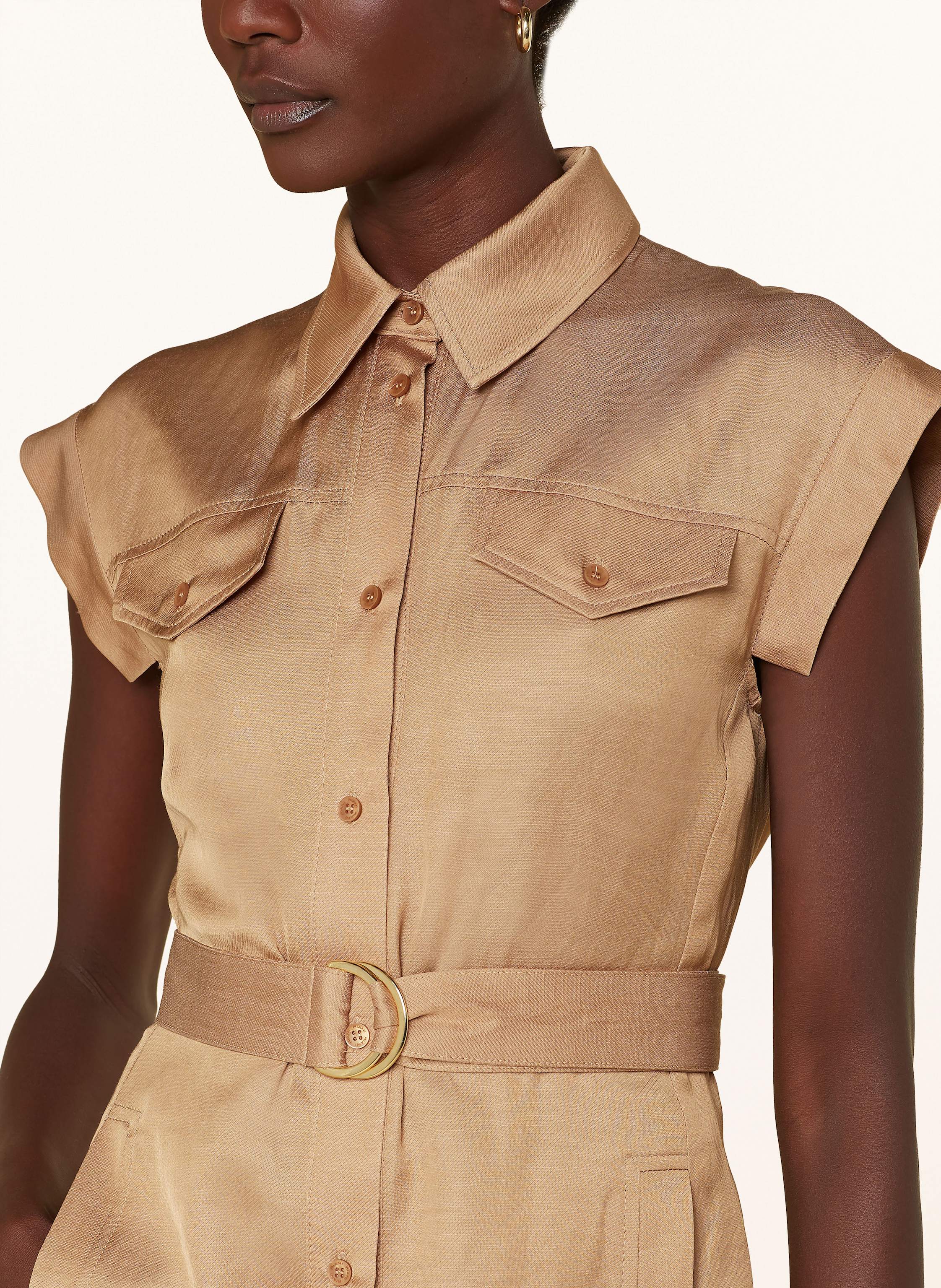 Thumbnail - Riani Hemdblusenkleid Mit Leinen beige