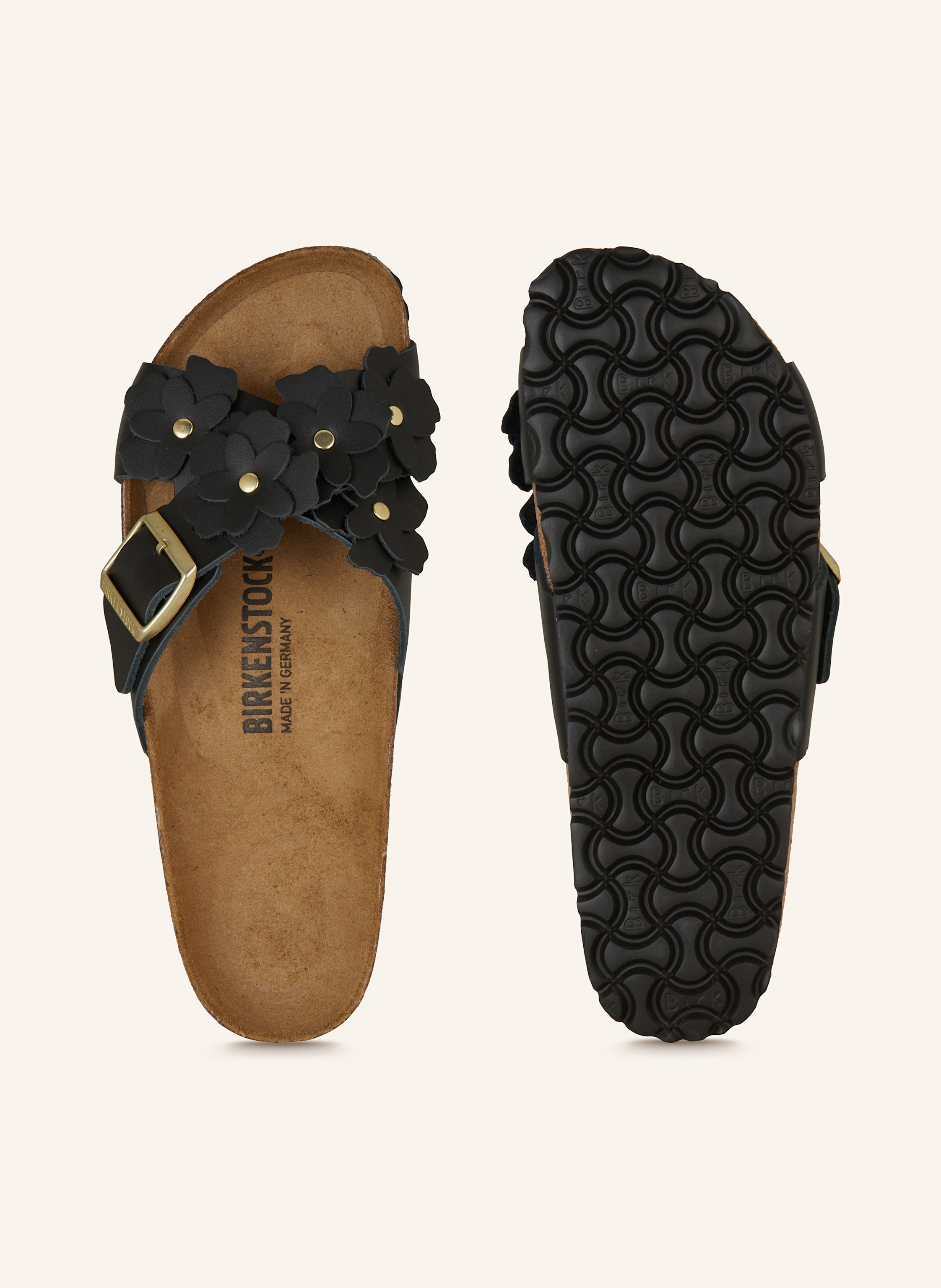 Thumbnail - Birkenstock Pantoletten Siena Flowers Le schwarz