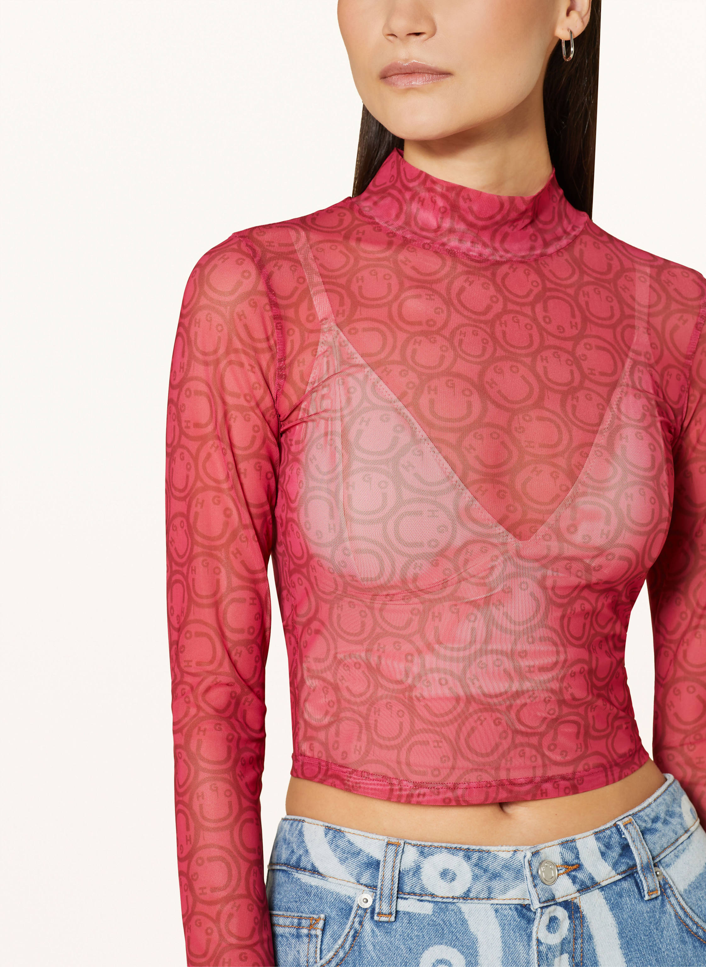 Thumbnail - Hugo Blue Longsleeve Dasori Aus Mesh rot