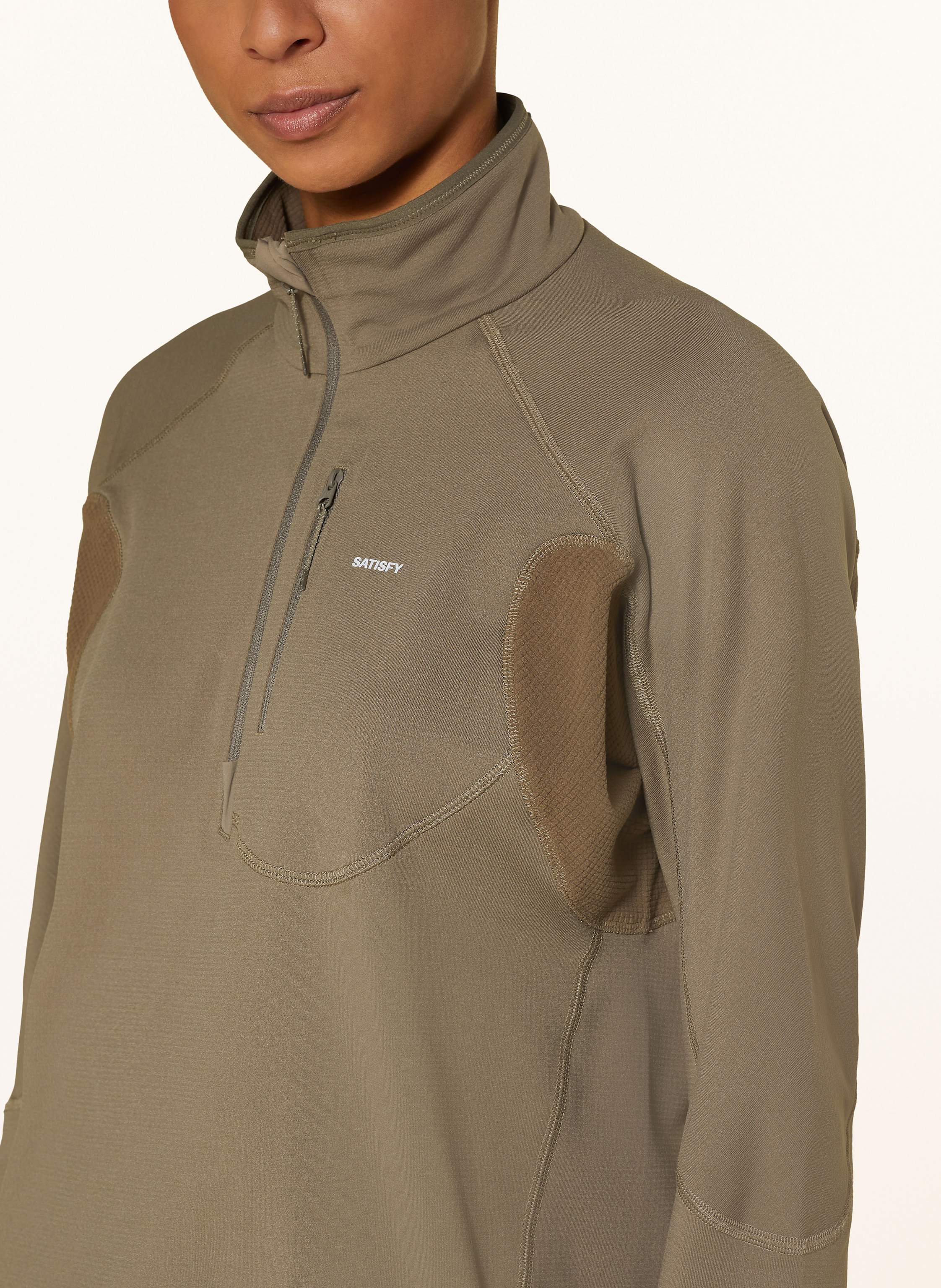 Thumbnail - Satisfy Laufshirt Ghostfleece™ Half Zipp braun