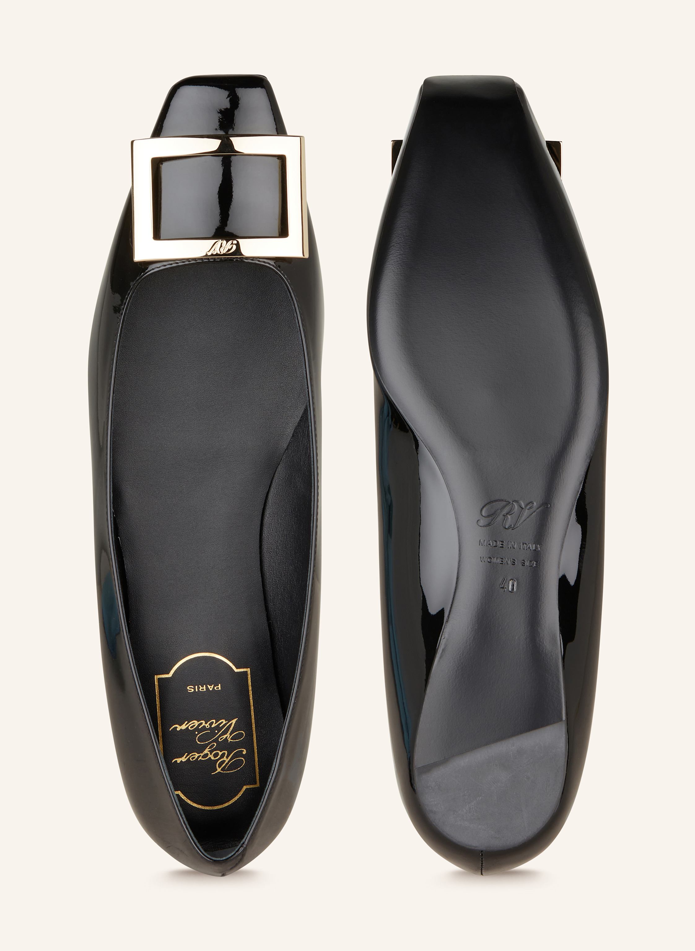 Thumbnail - Roger Vivier Lackballerinas Trompette schwarz