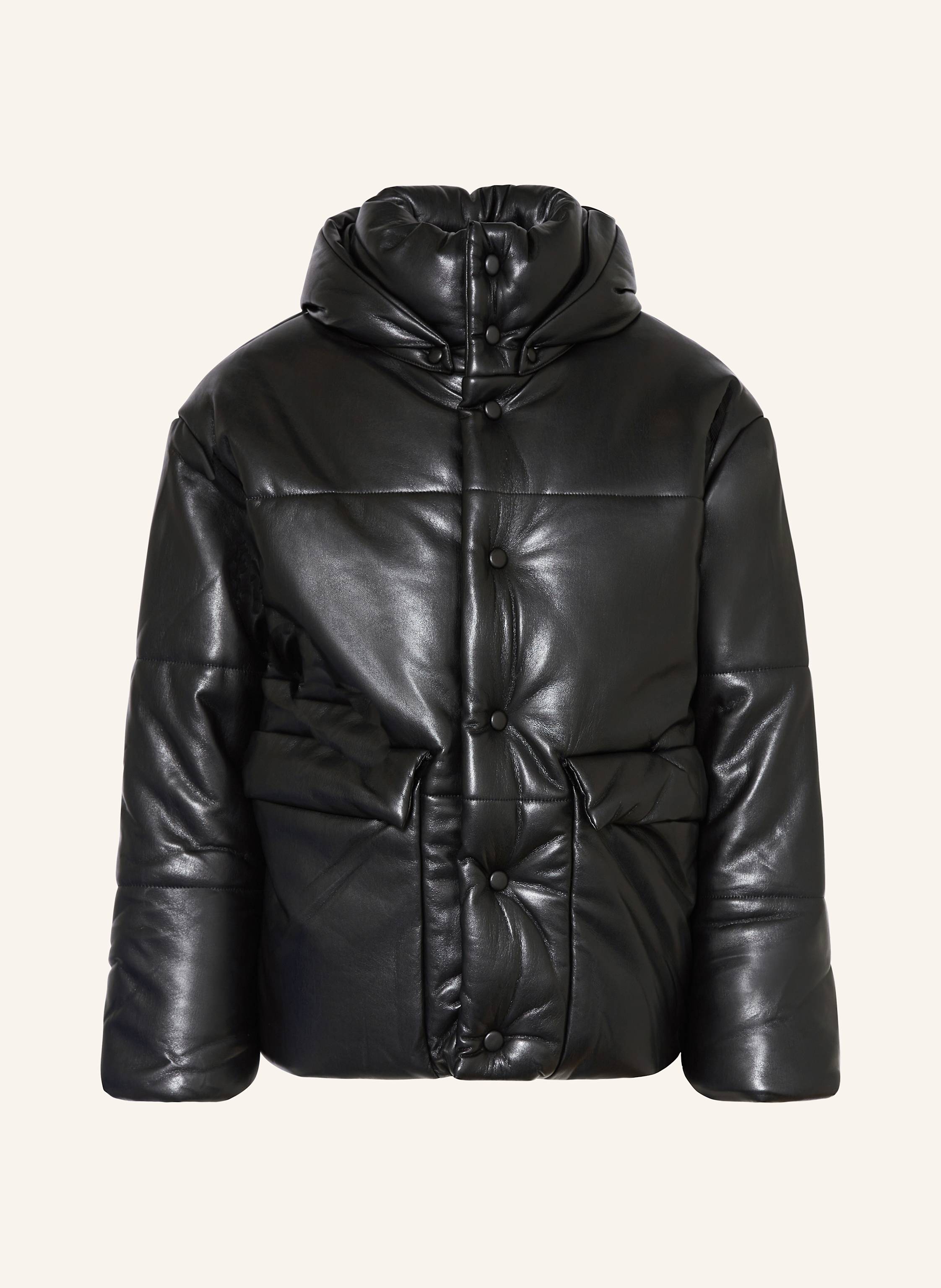 Nanushka HIDE quilted jacket in leather look with detachable hood