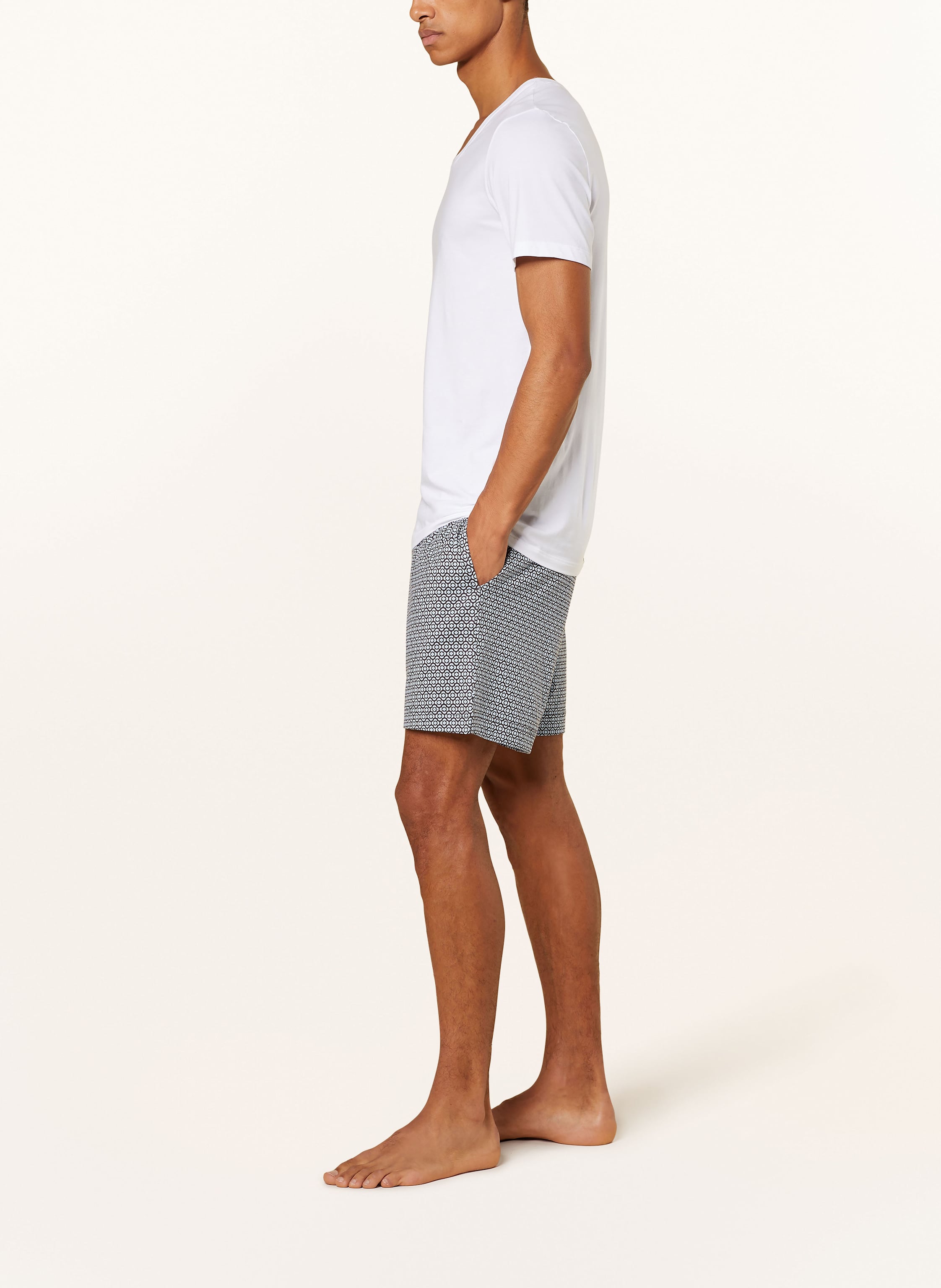 Thumbnail - Mey Schlafshorts Serie Round Geo grau