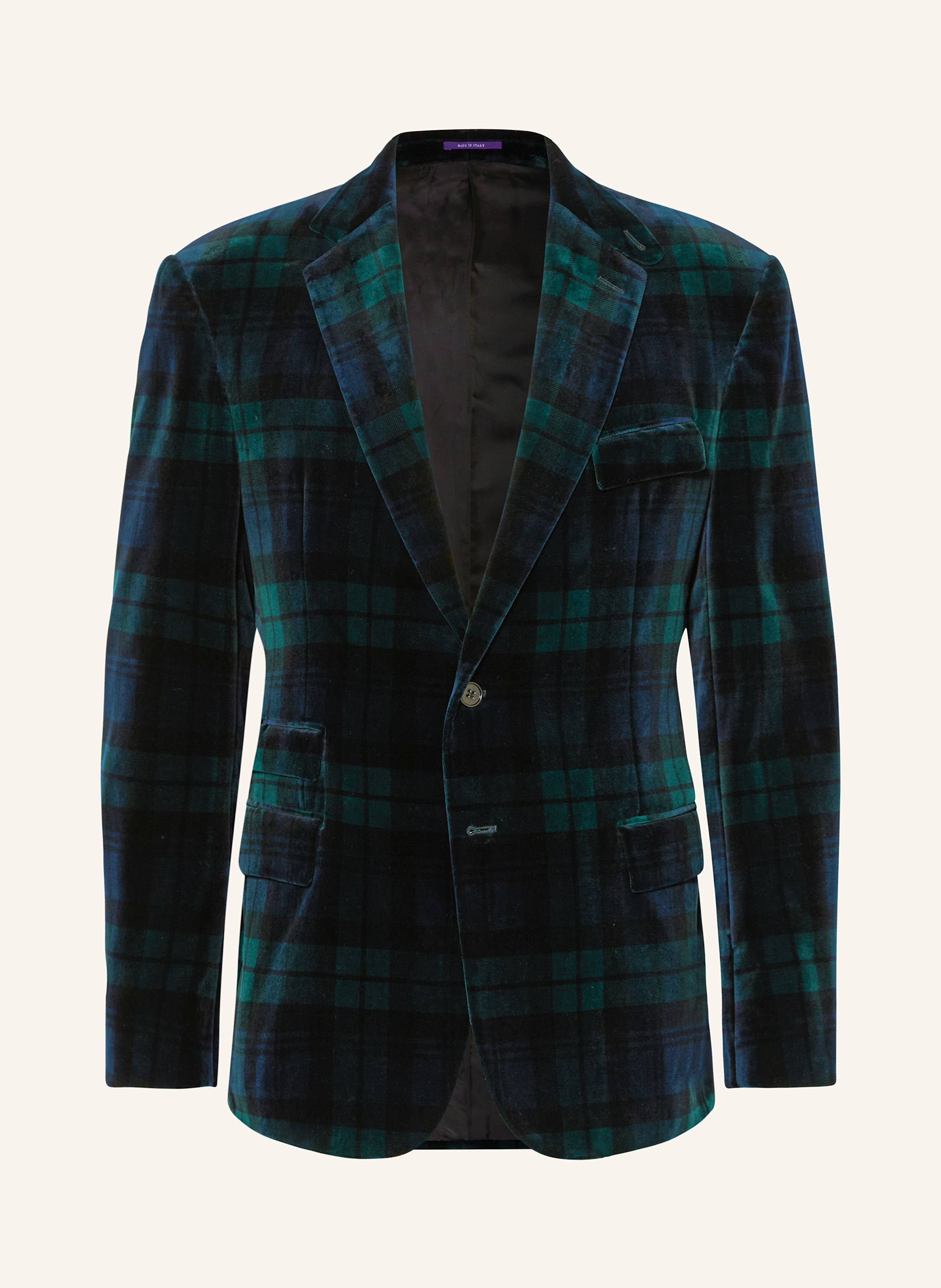 RALPH LAUREN PURPLE LABEL Velvet tailored jacket regular fit in black green