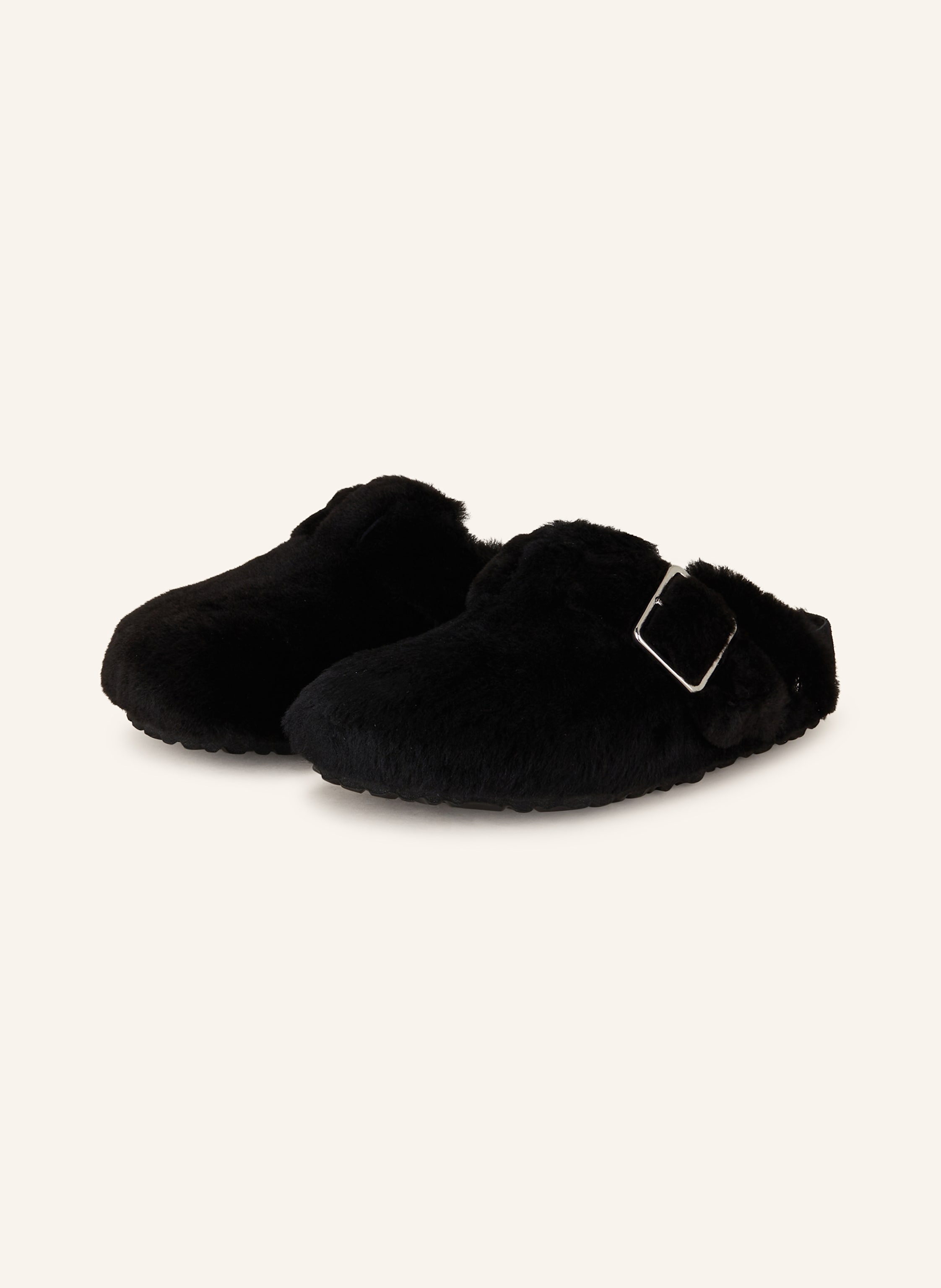 Birkenstock boston fur black deals