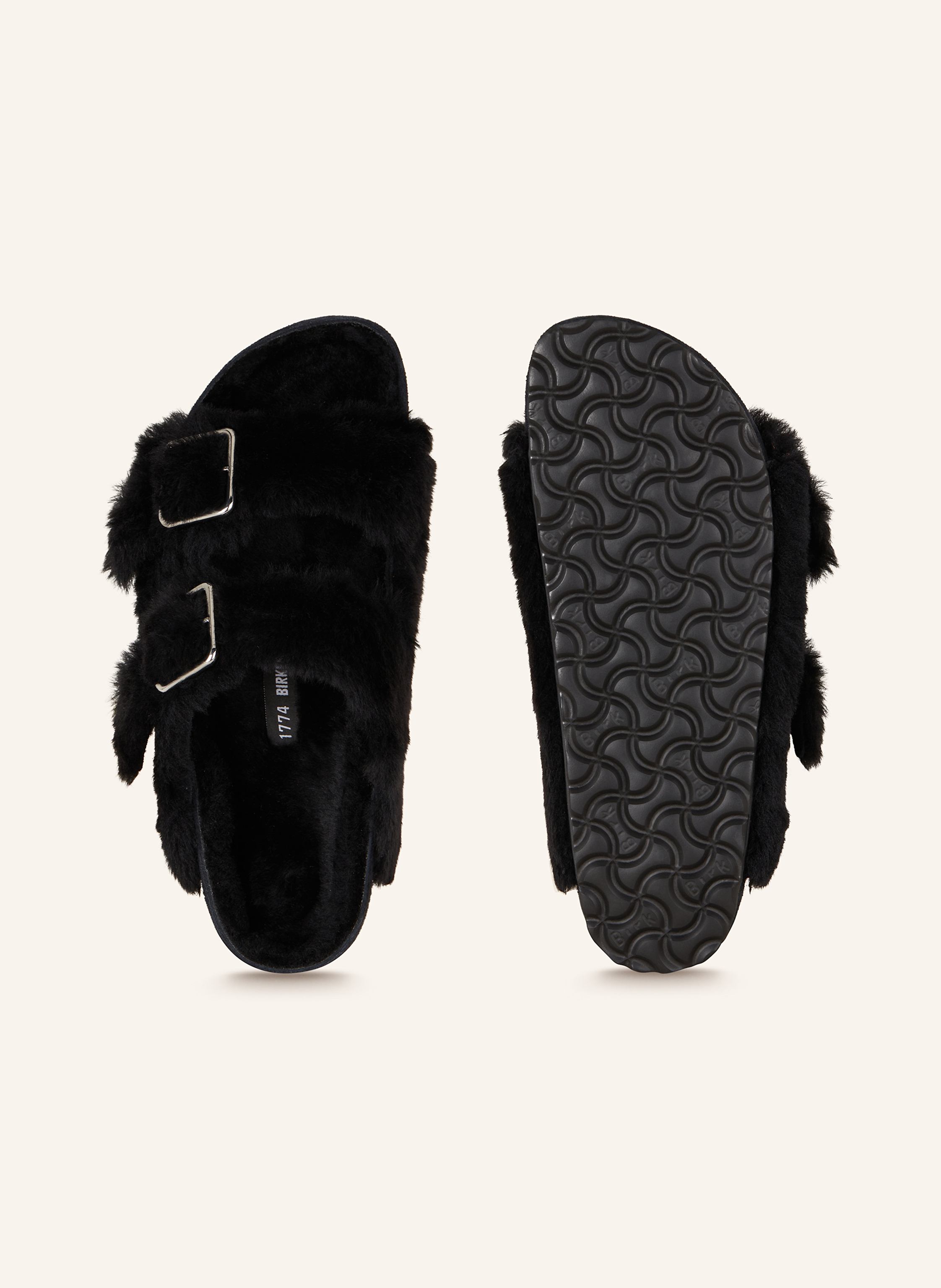 Thumbnail - 1774 Birkenstock Pantoletten Arizona Shearling Big Buckle schwarz