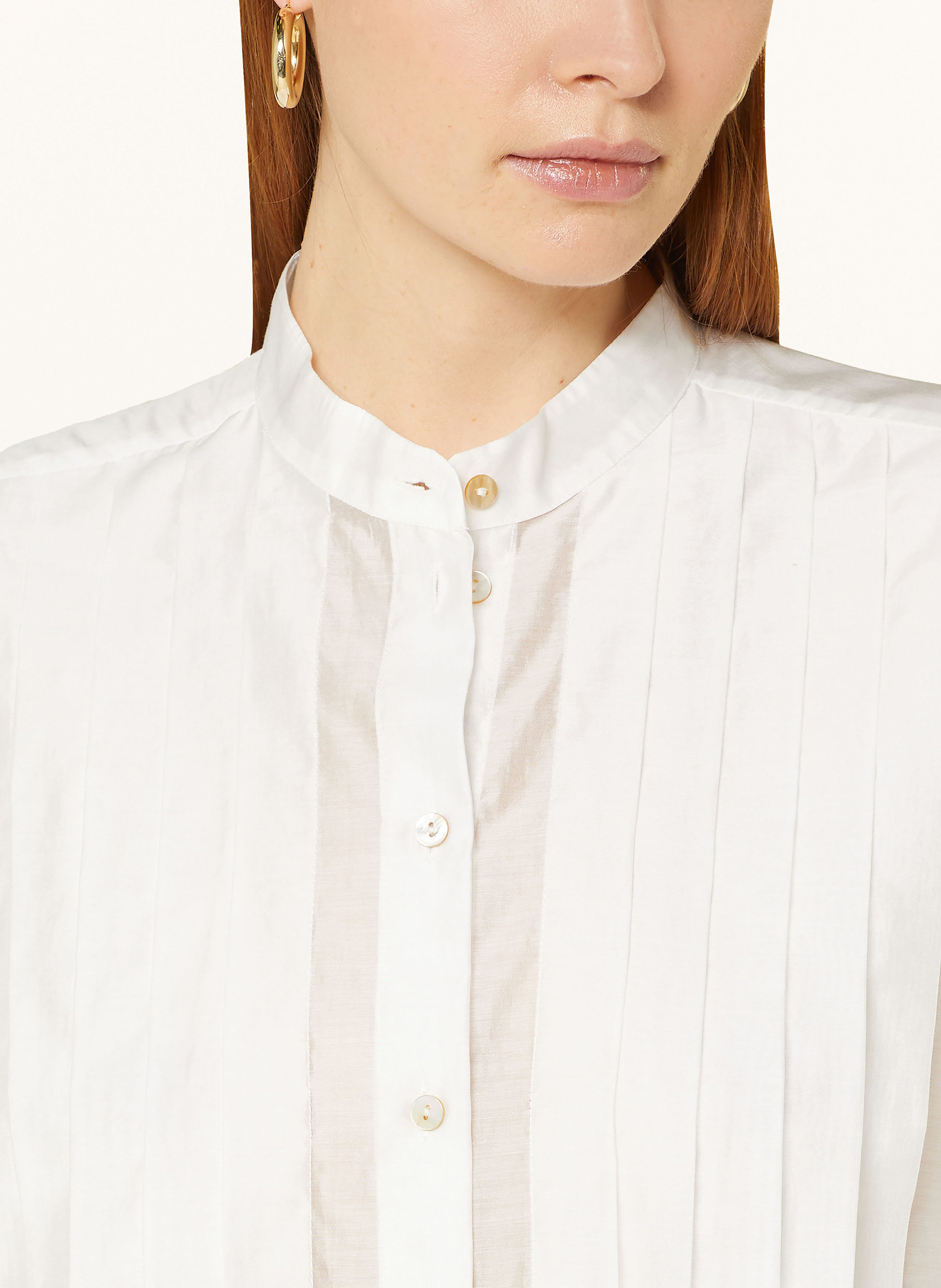 Thumbnail - Elena Miro Hemdbluse Mit Plissees weiss