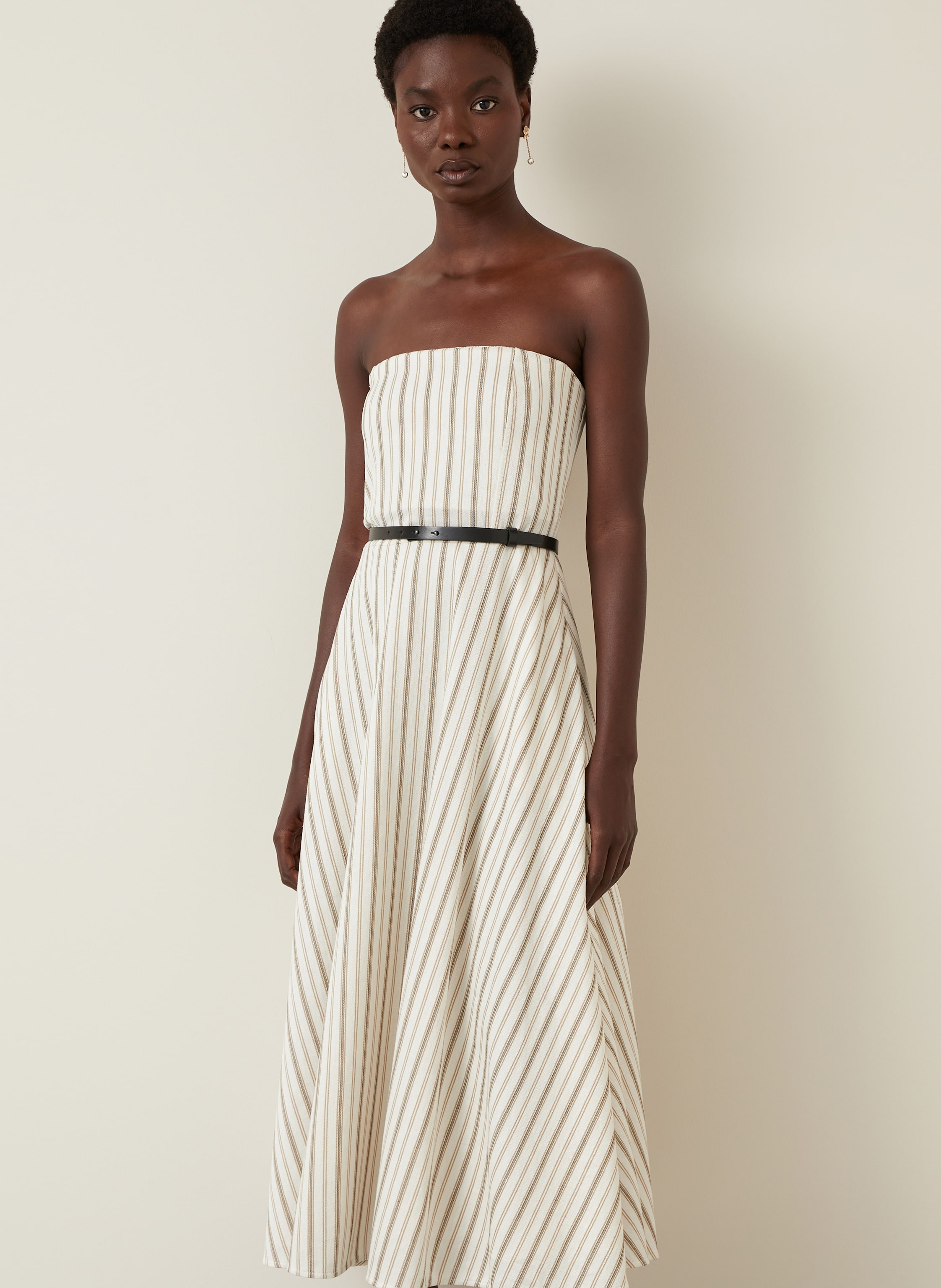 Thumbnail - Max Mara Off-Shoulder-Kleid Fervida Mit Leinen beige