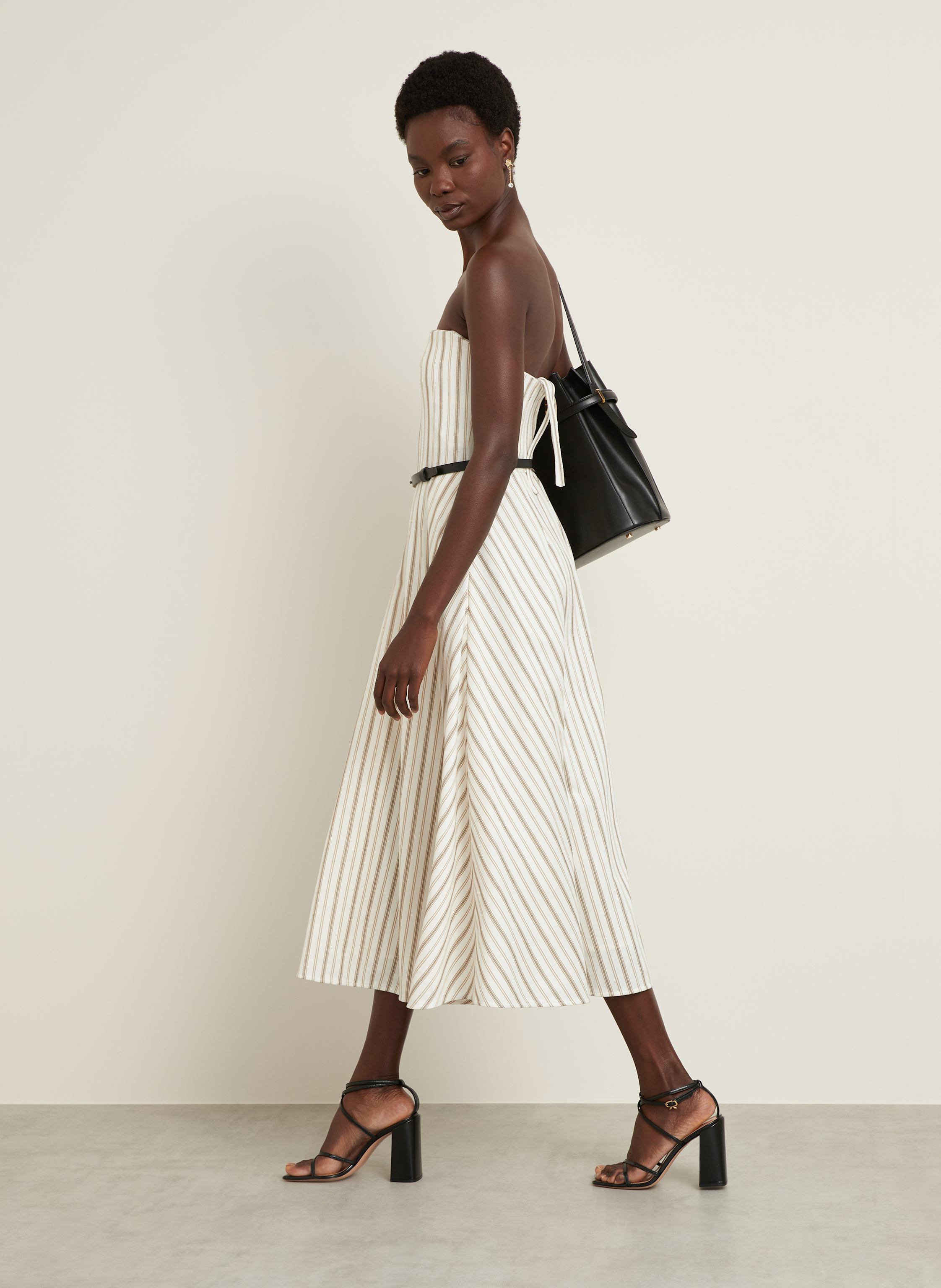 Thumbnail - Max Mara Off-Shoulder-Kleid Fervida Mit Leinen beige