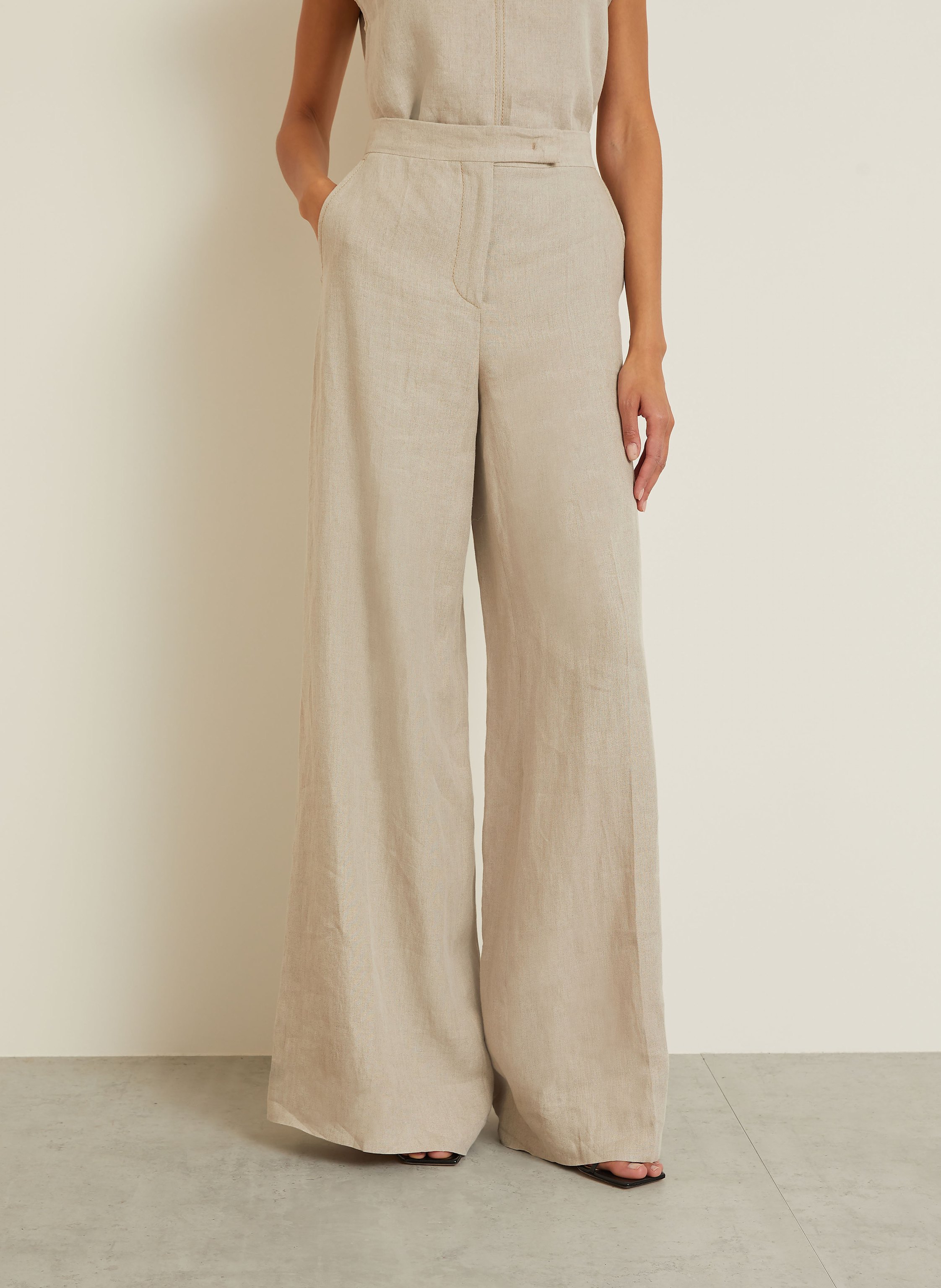 Thumbnail - Max Mara Marlenehose Sequoia Aus Leinen beige