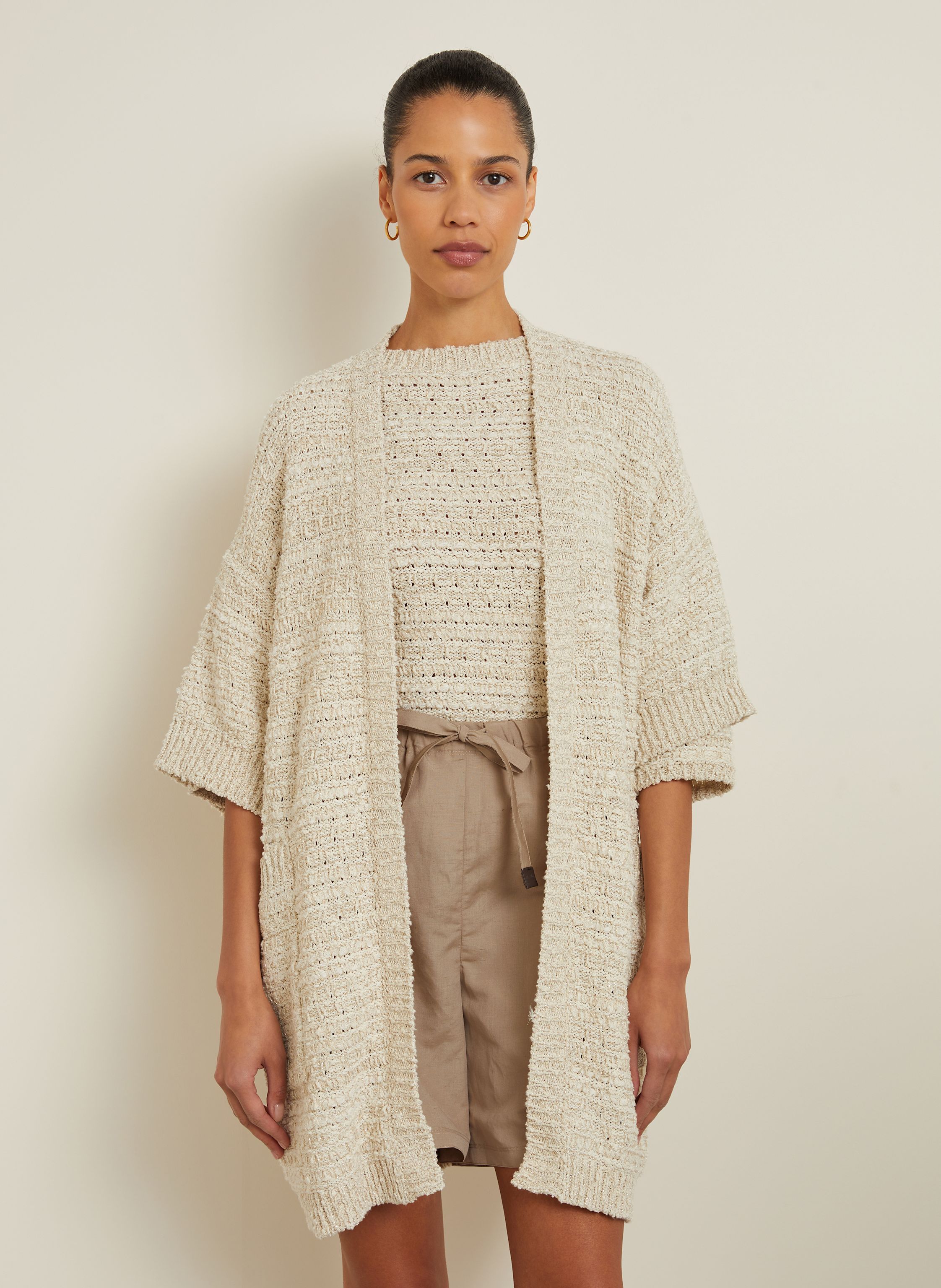 Thumbnail - Max Mara Strickhülle Zulma Mit Glitzergarn Und 3/4-Arm beige