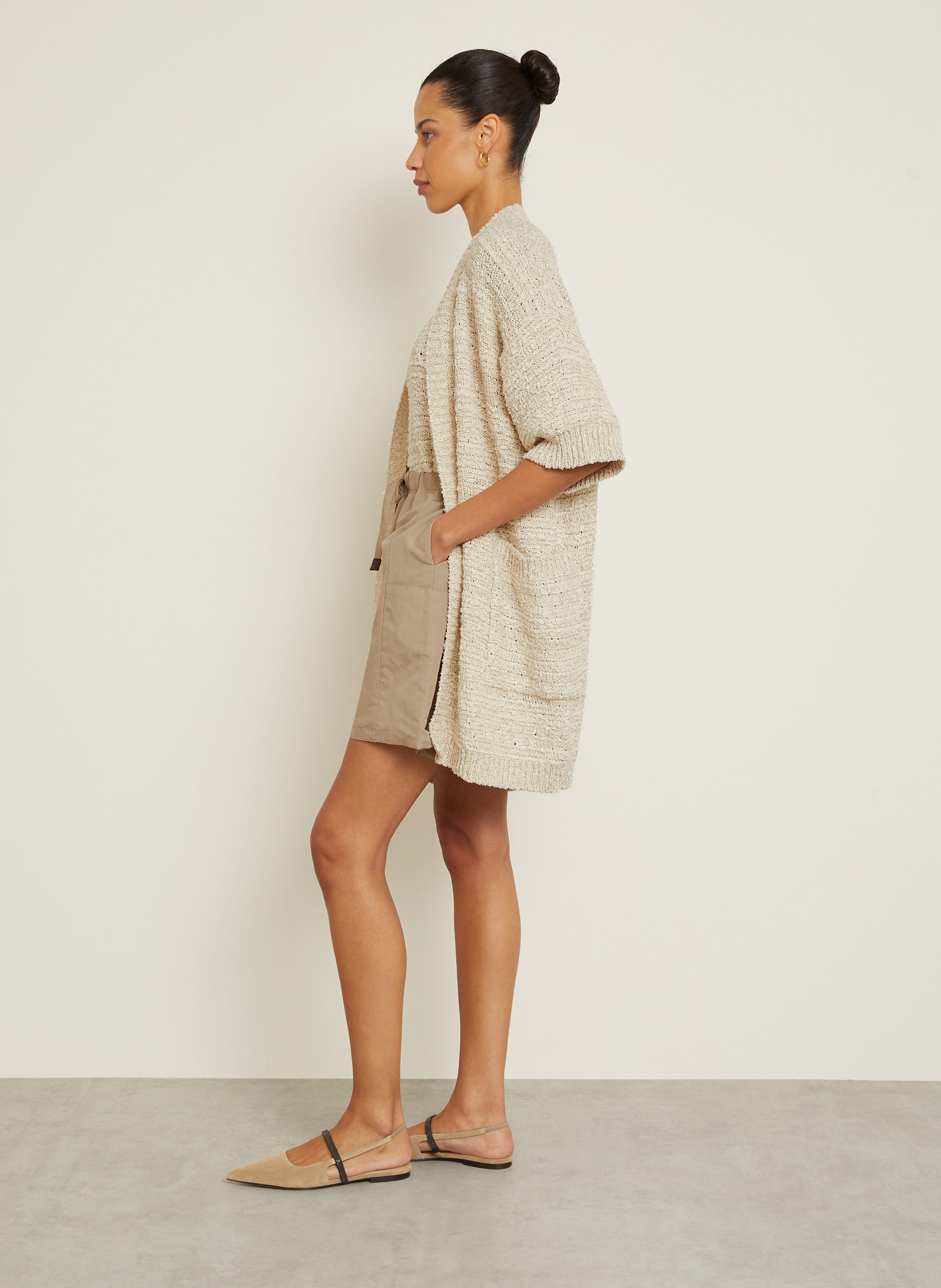 Thumbnail - Max Mara Strickhülle Zulma Mit Glitzergarn Und 3/4-Arm beige