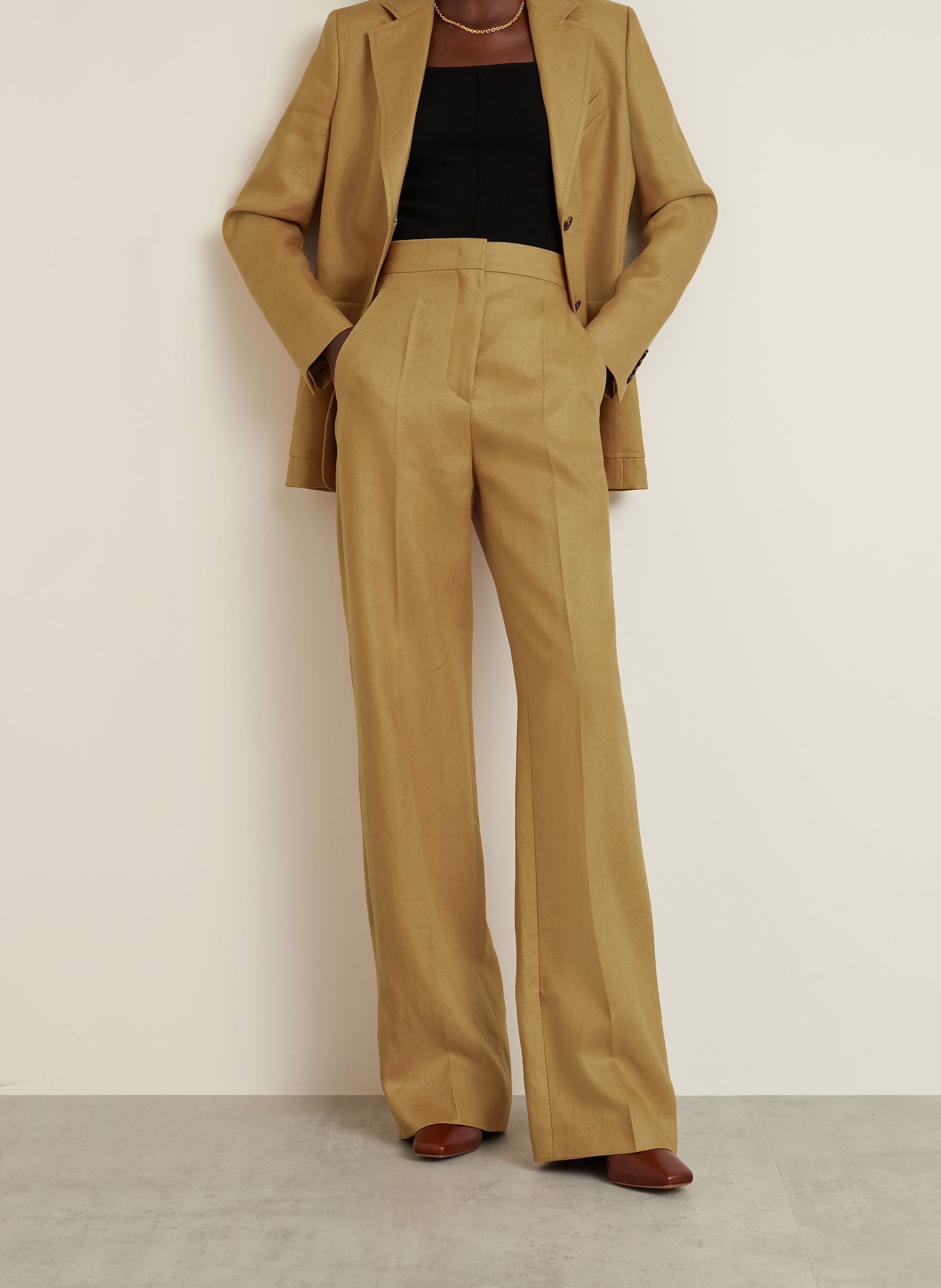 Thumbnail - Max Mara Marlenhose Aversa Aus Leinen braun