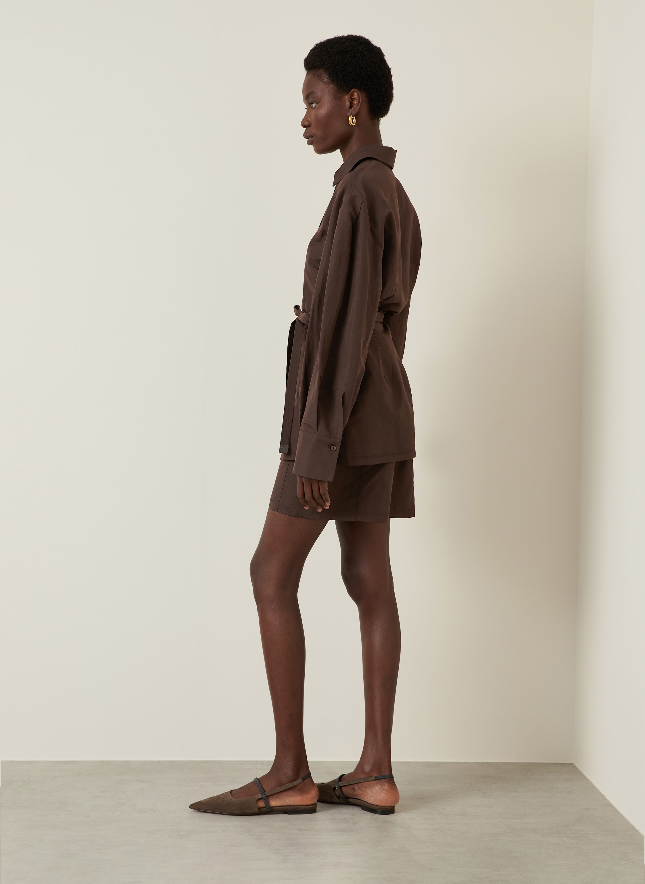 Thumbnail - Max Mara Hemdbluse Affari Mit Leinen Und Seide braun