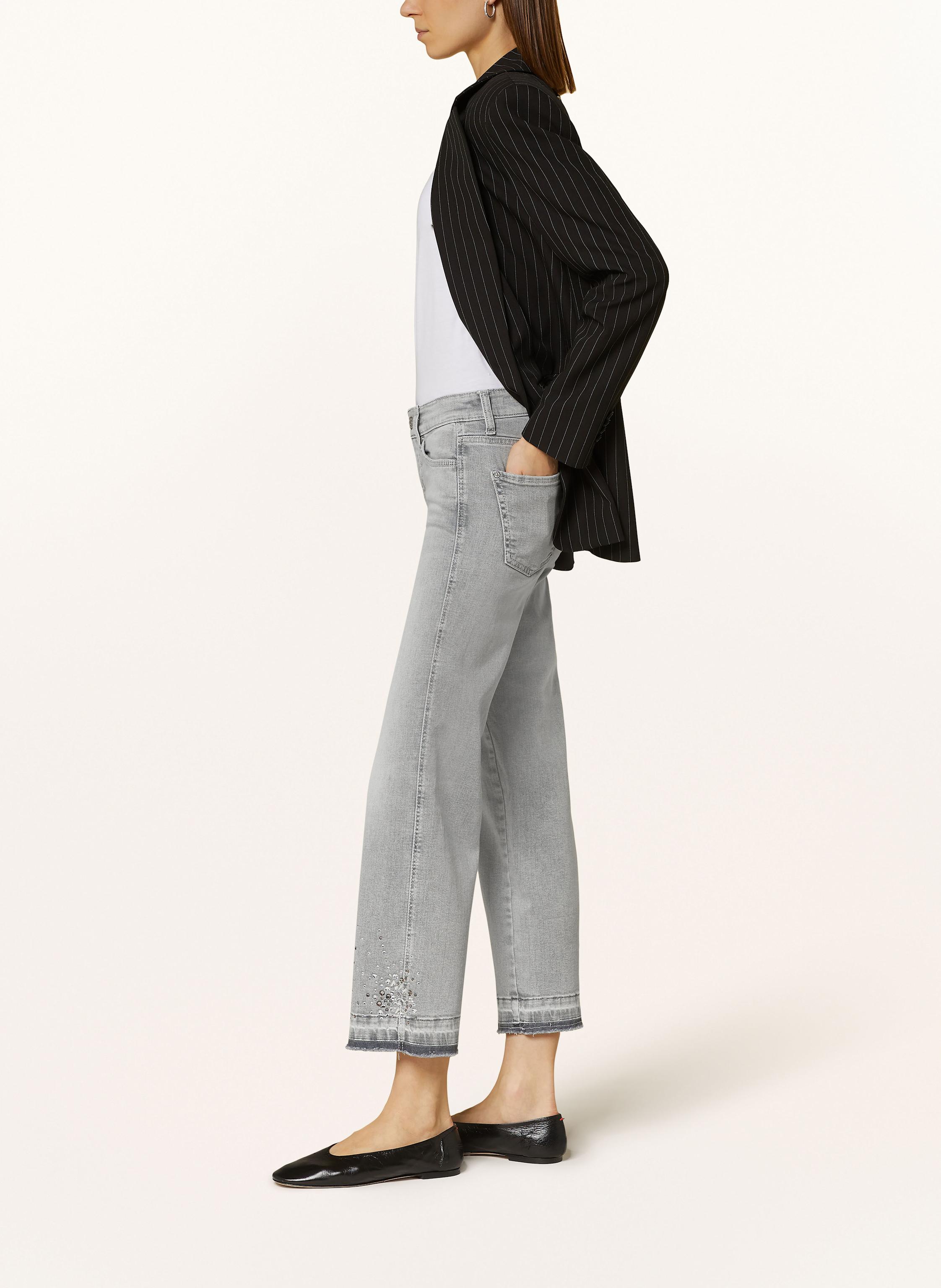 Thumbnail - Cambio Straight Jeans Paris Mit Schmucksteinen grau