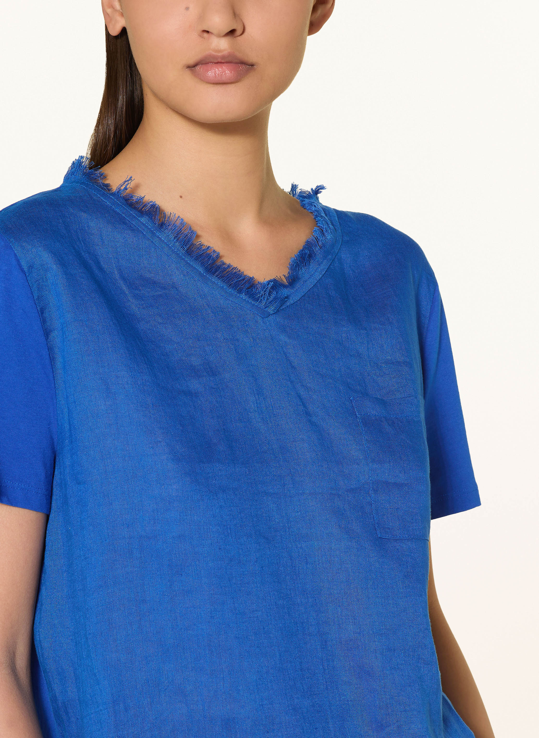 Thumbnail - Marc Cain Blusenshirt Im Materialmix Mit Leinen blau