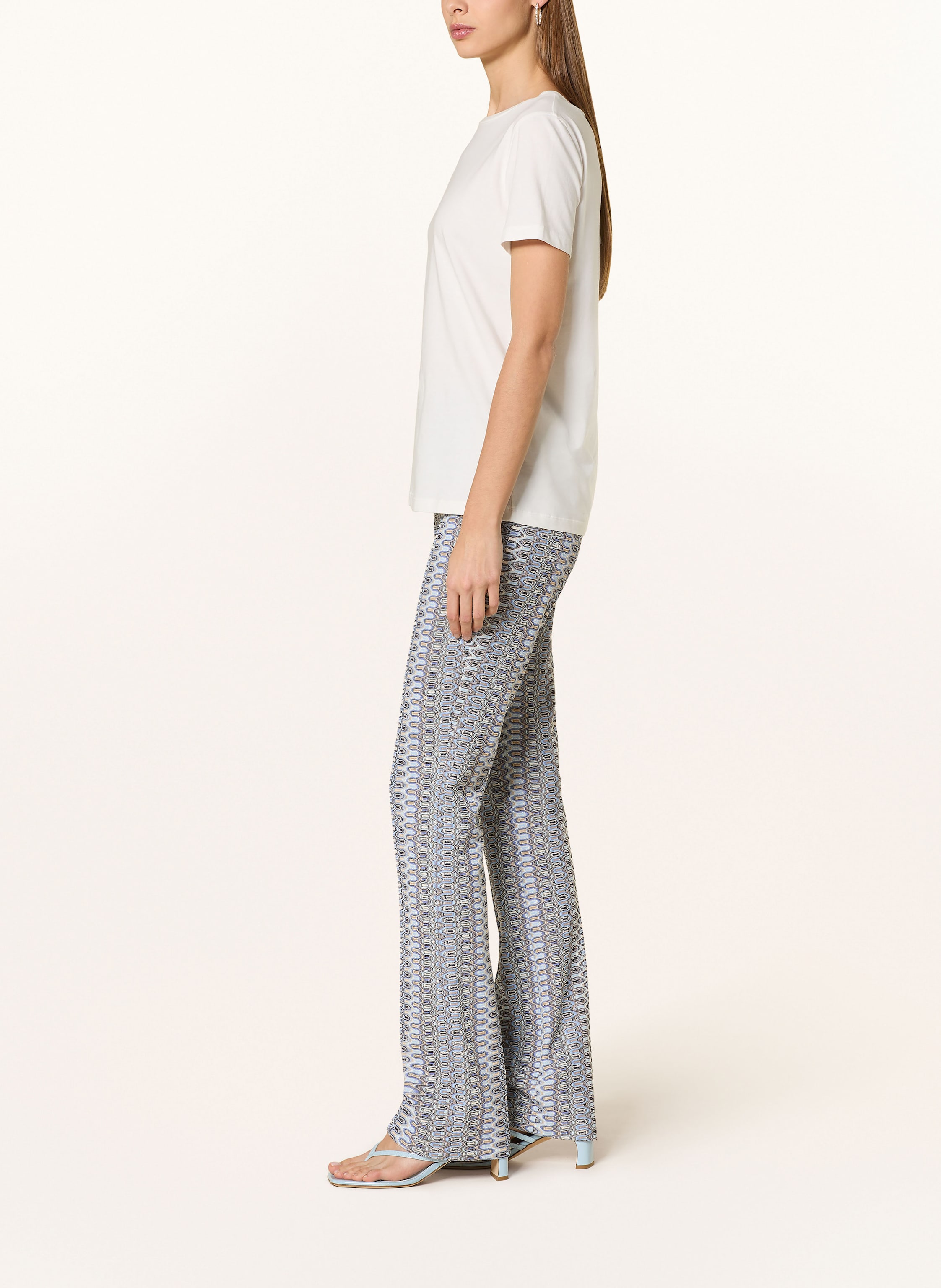 Thumbnail - Marc Cain Jacquard-Hose Frederica Mit Glitzergarn blau