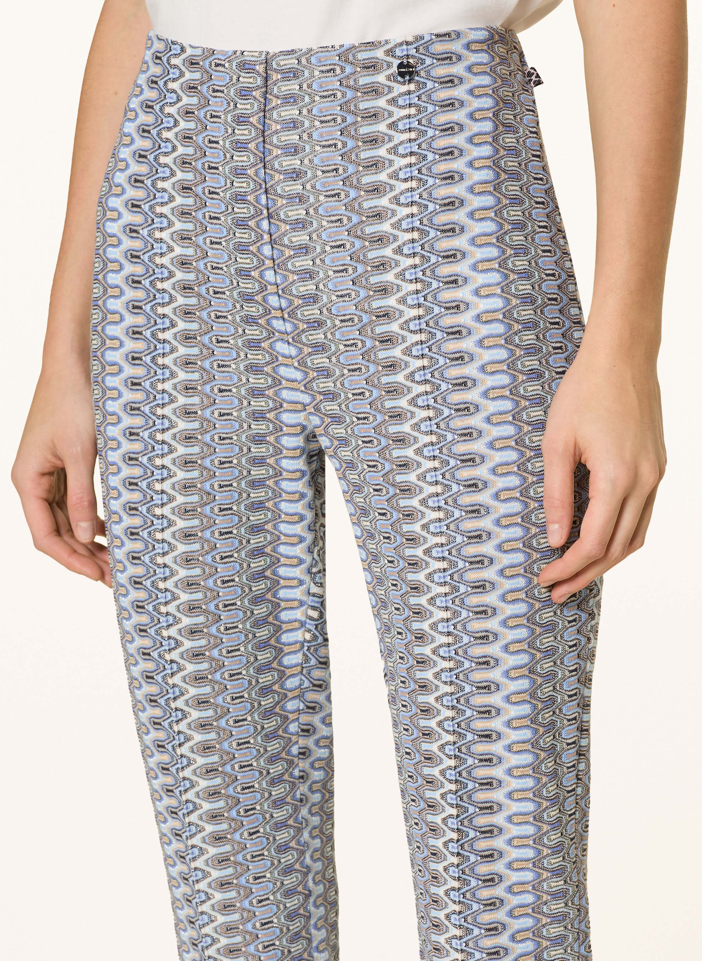 Thumbnail - Marc Cain Jacquard-Hose Frederica Mit Glitzergarn blau
