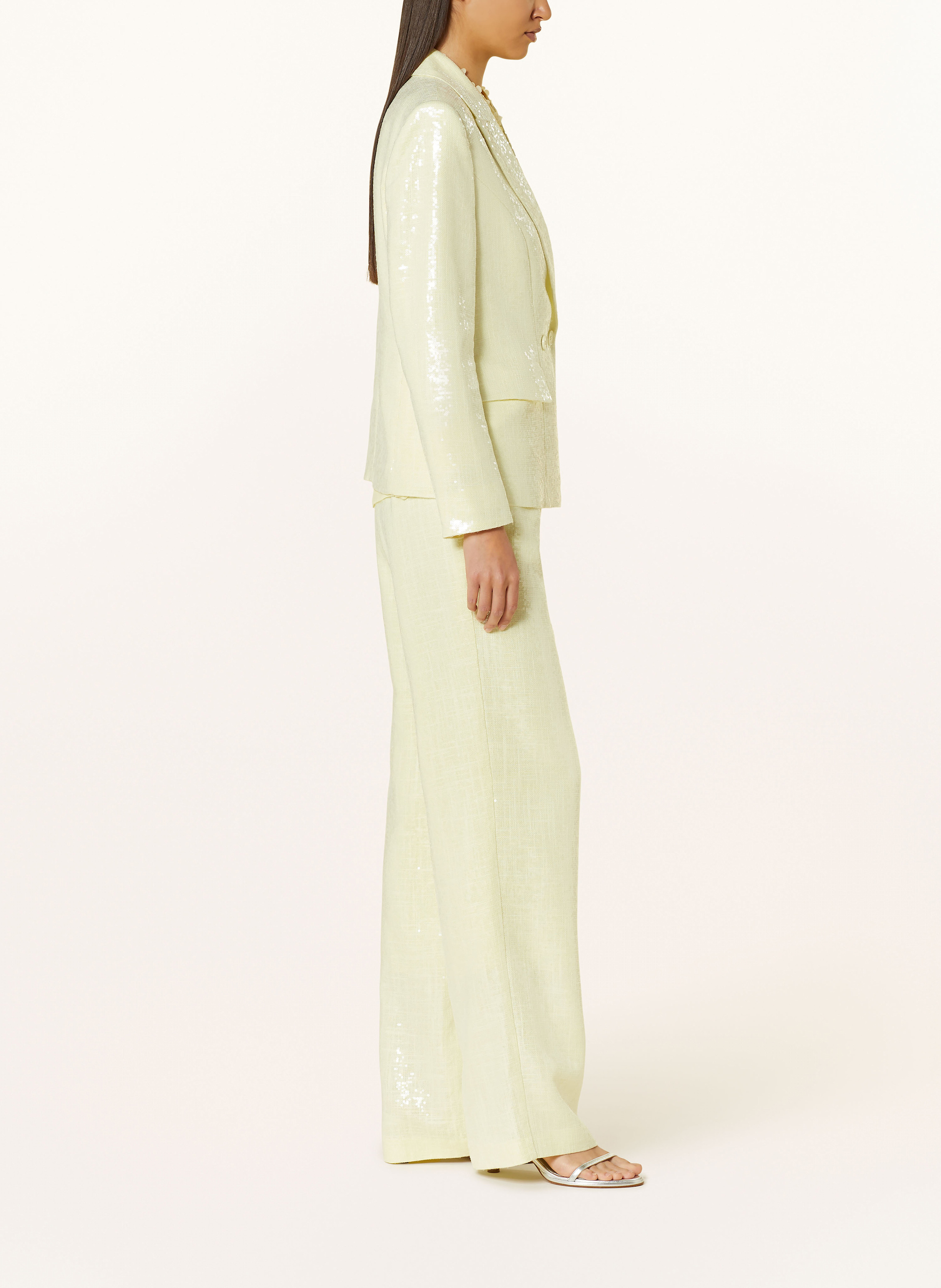 Thumbnail - Marc Cain Marlenehose Wukari Mit Leinen Und Pailletten gelb