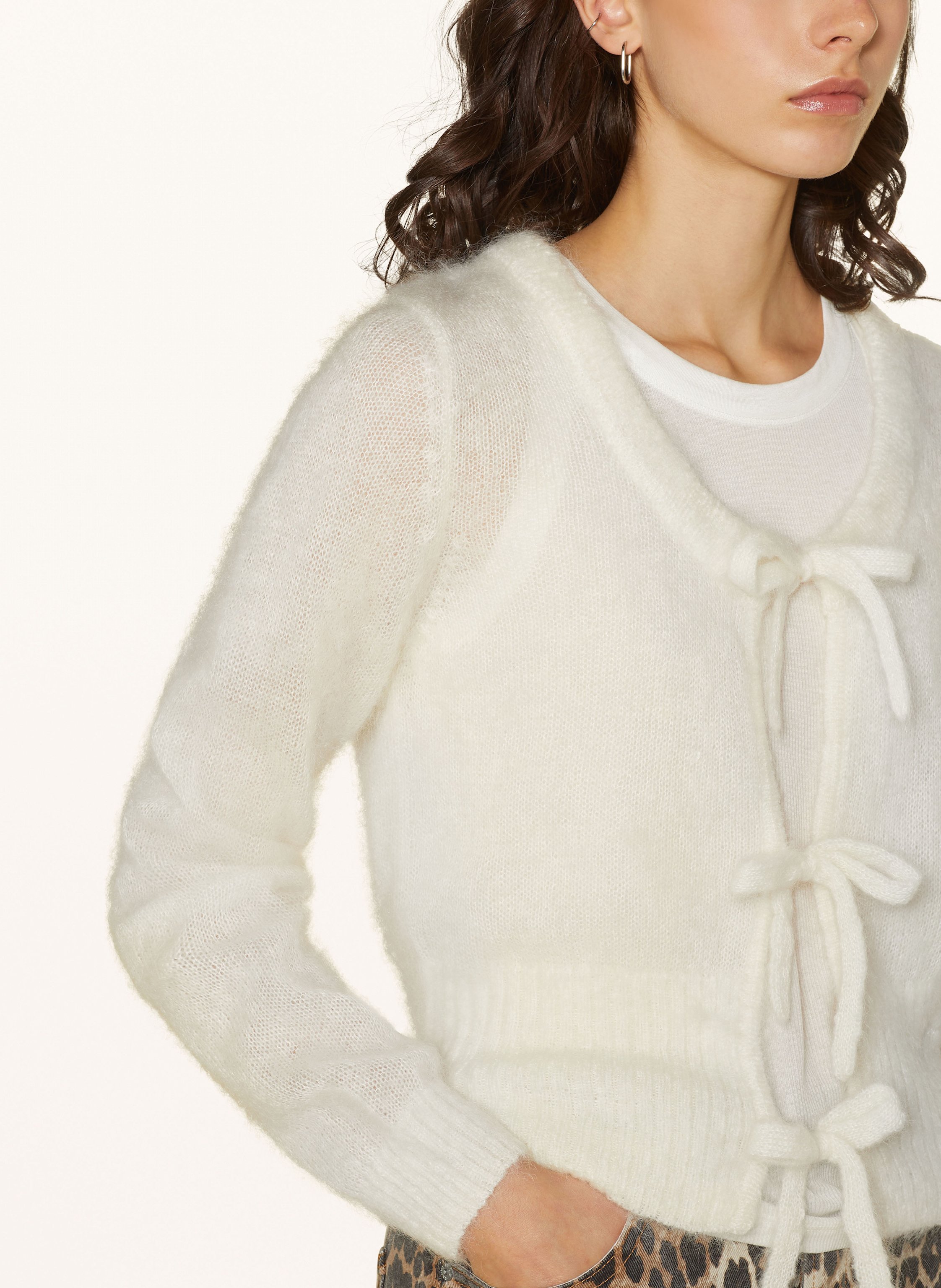 Thumbnail - Ganni Strickjacke Mit Mohair beige
