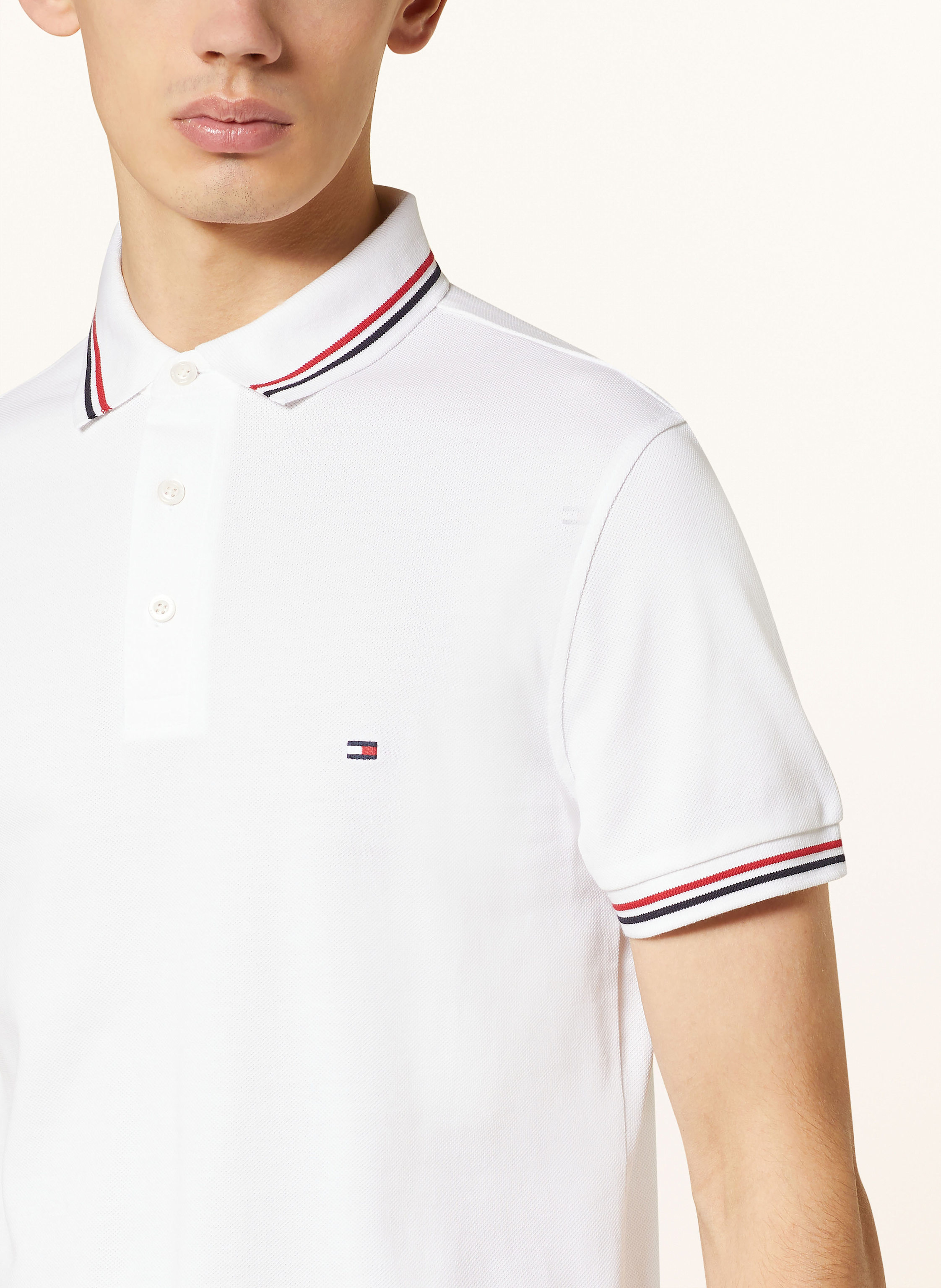 Thumbnail - Tommy Hilfiger Pique-Poloshirt Tipped Slim Fit weiss
