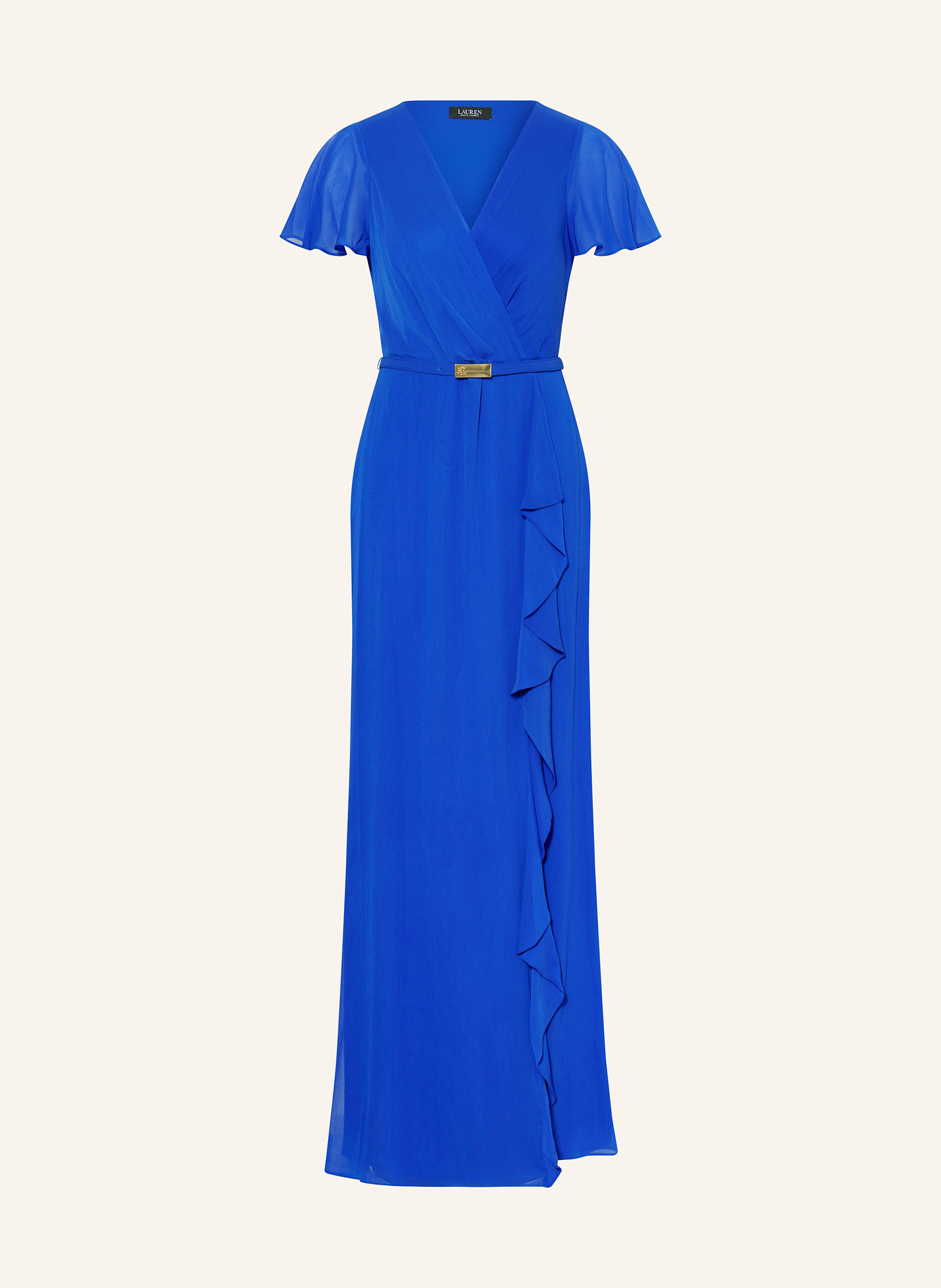 LAUREN RALPH LAUREN Evening dress FARRYSH with frills in blue