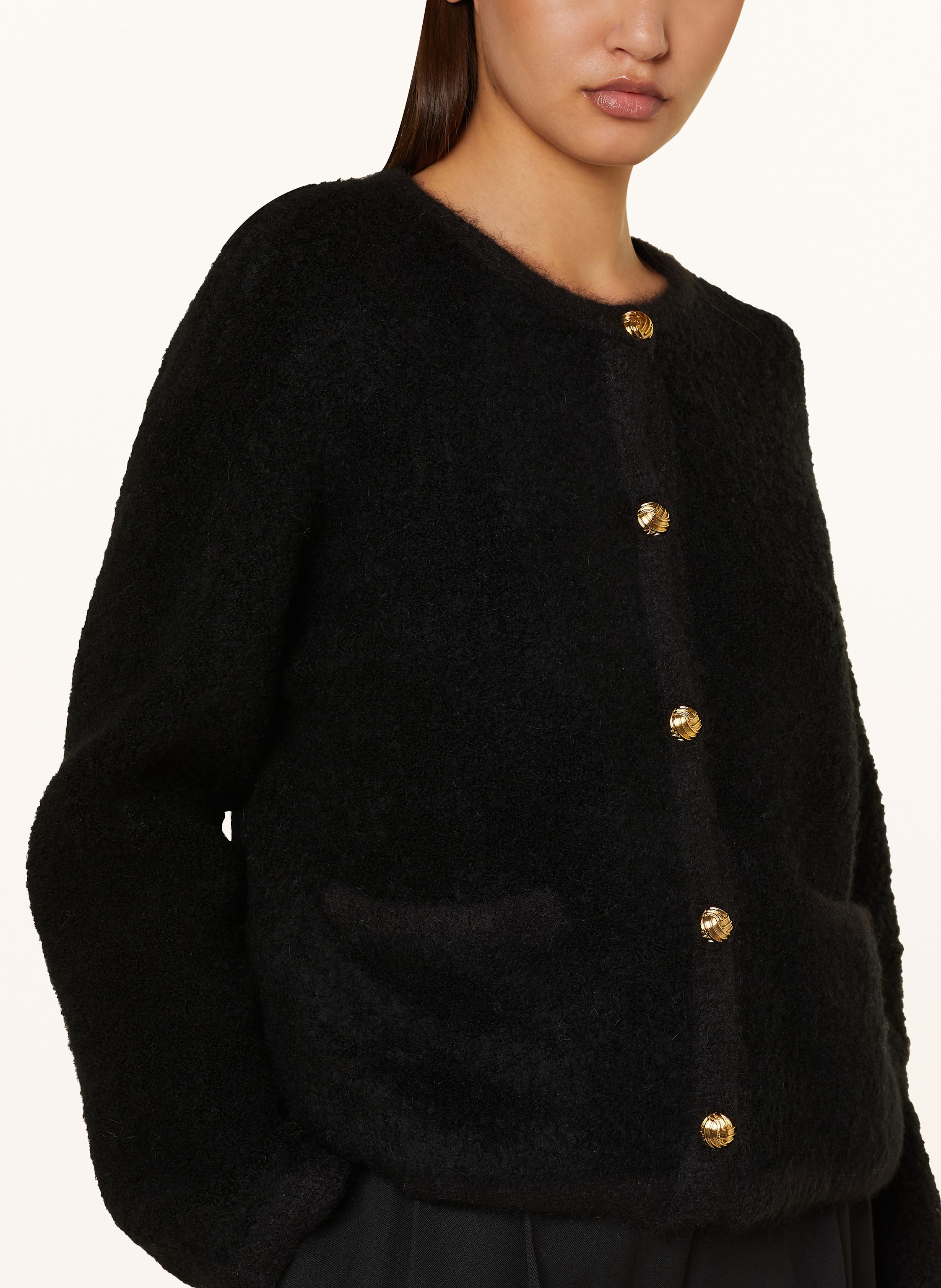 Thumbnail - Malina Strickjacke Carly Aus Frottee schwarz