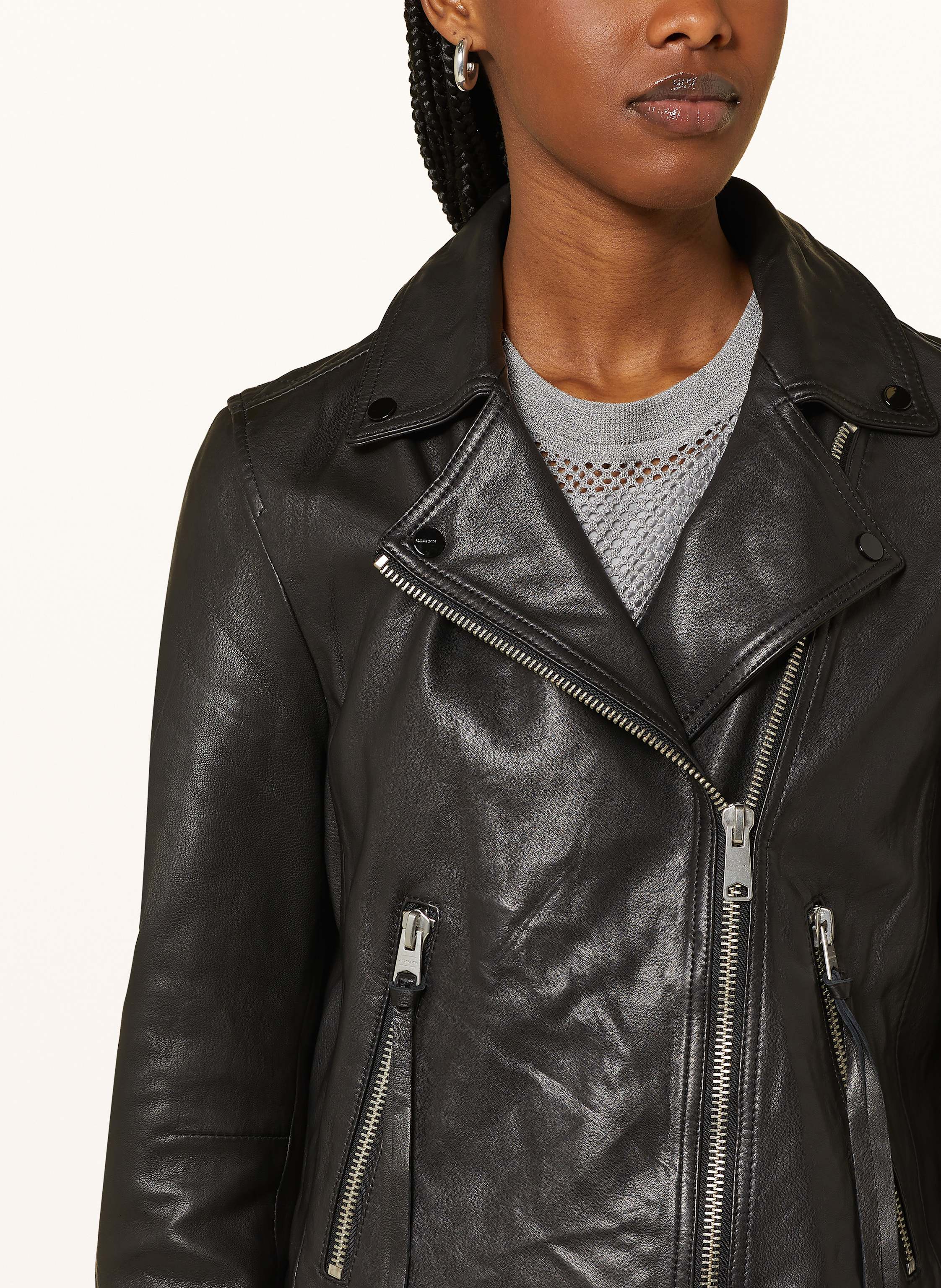 Thumbnail - Allsaints Lederjacke Dalby schwarz