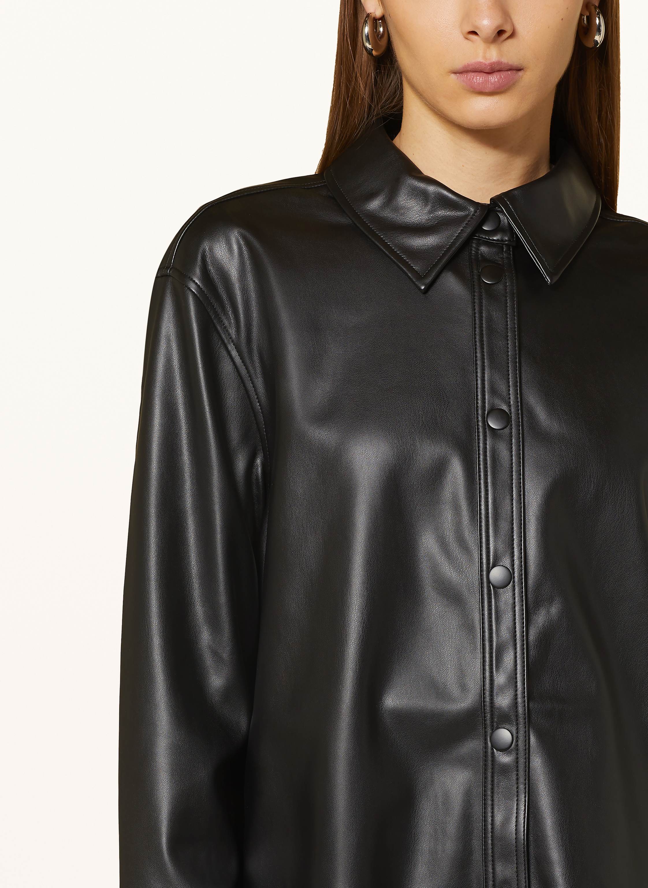 Thumbnail - Only Overshirt In Lederoptik schwarz