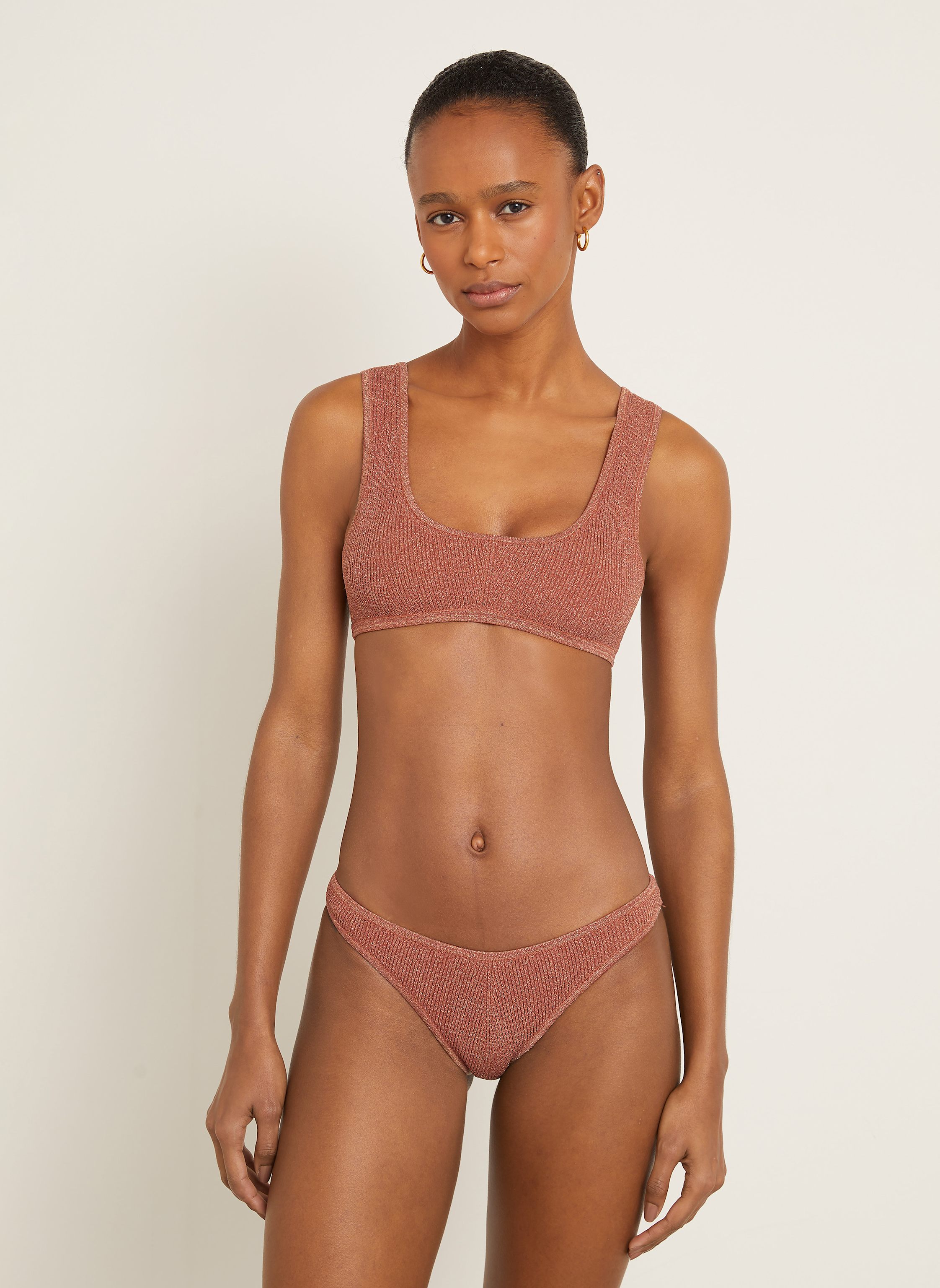 Thumbnail - Zimmermann Bustier-Bikini Wylie Mit Glitzergarn braun