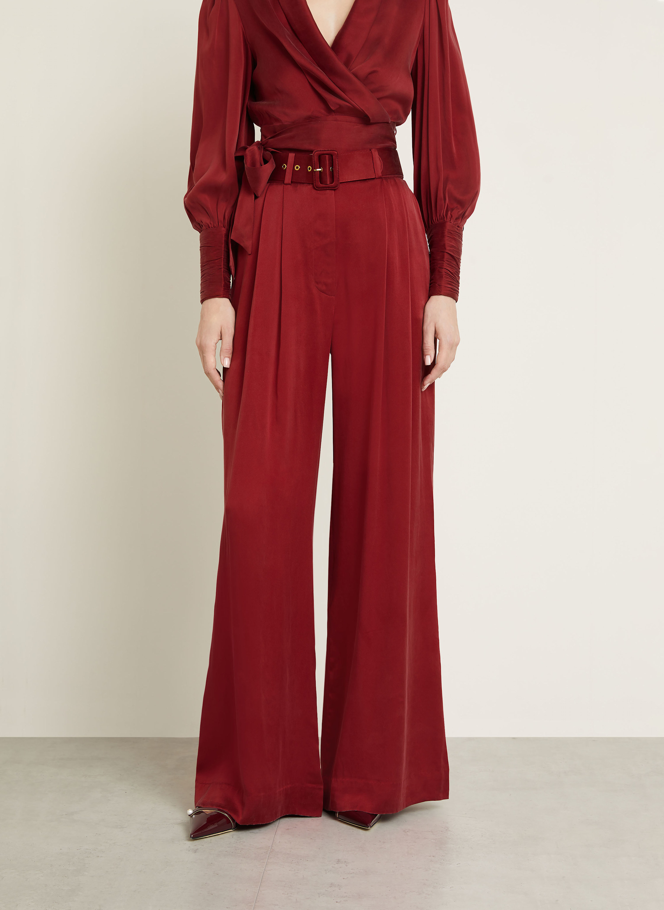 Thumbnail - Zimmermann Satin-Marlenehose Aus Seide rot