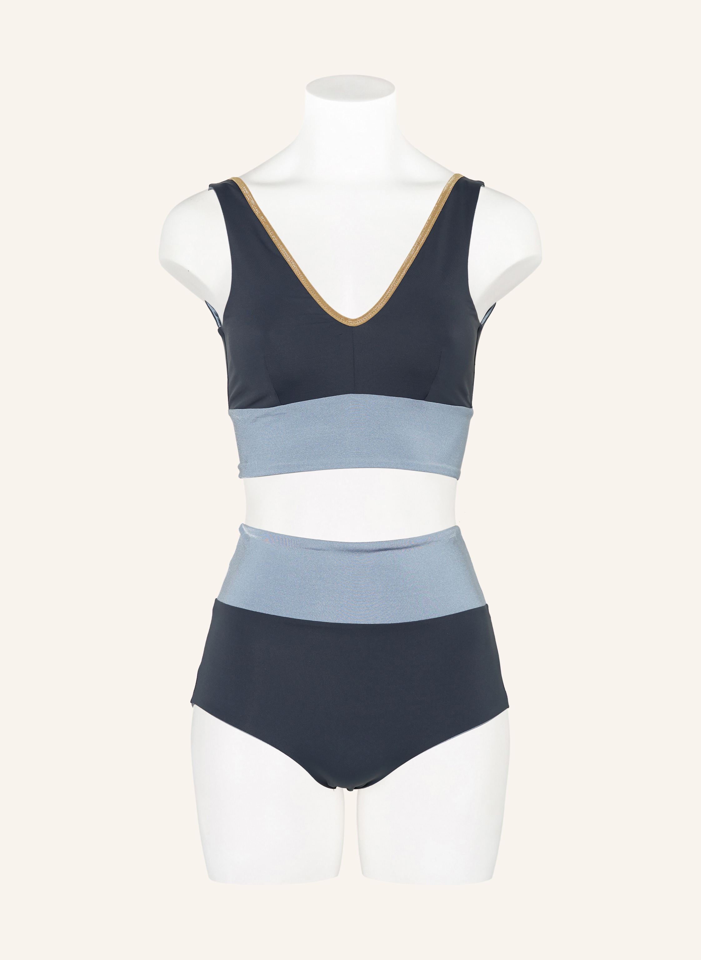 Thumbnail - Mymarini High-Waist-Bikini-Hose Surf Shorts Shine Zum Wenden Mit Uv-Schutz 50+ grau