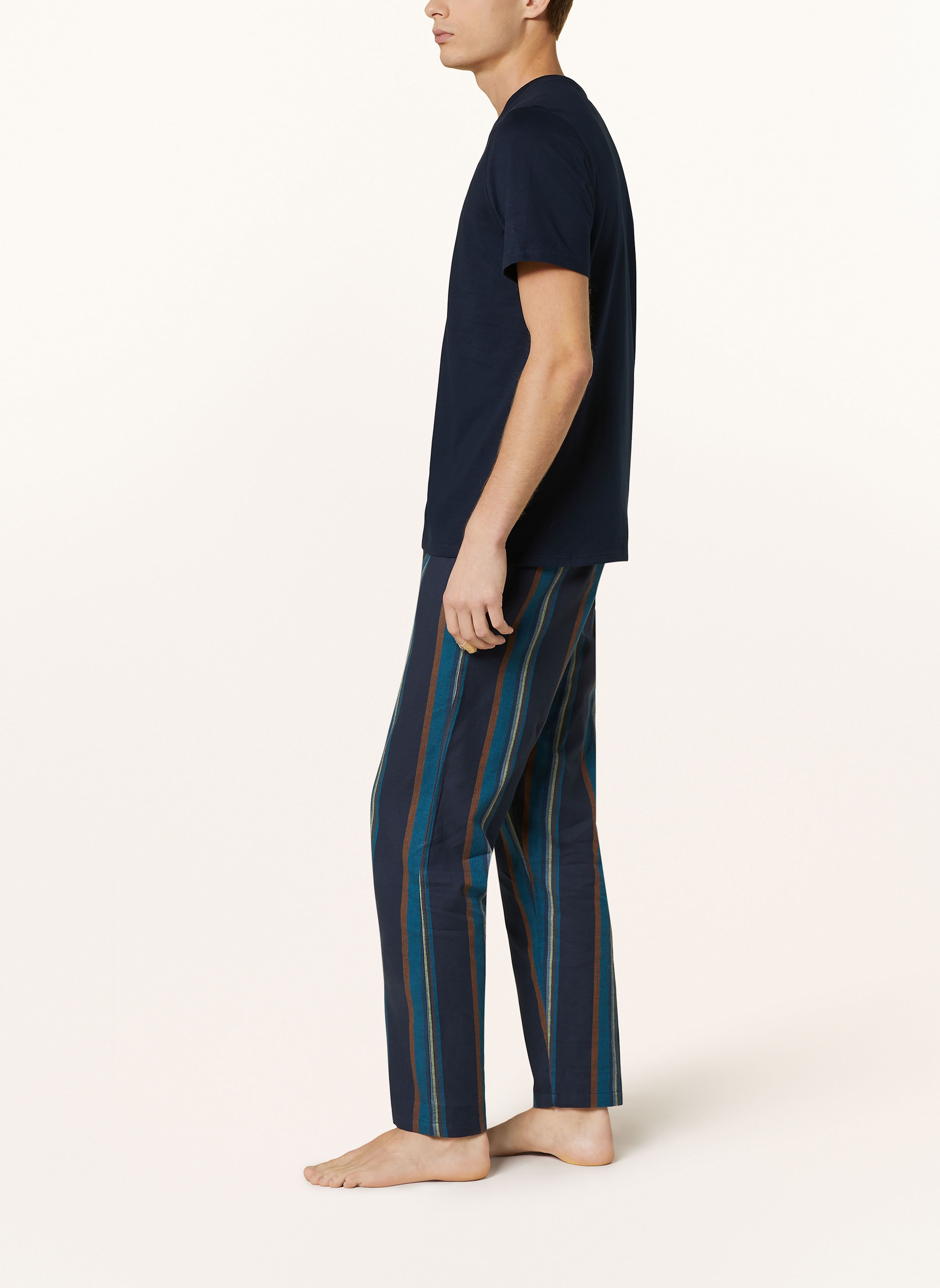 Thumbnail - Schiesser Schlafhose Mix+Relax Aus Flanell blau