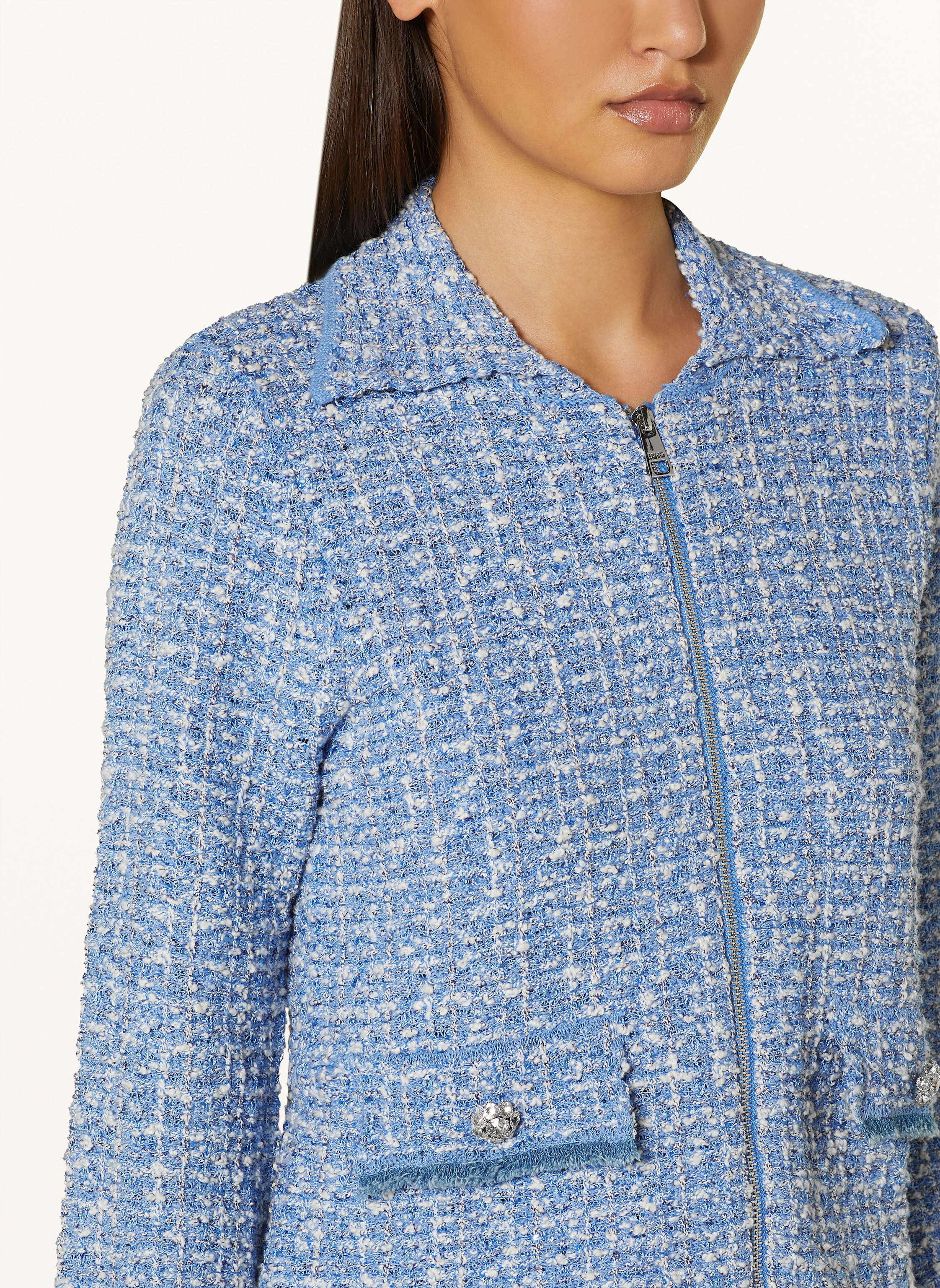 Thumbnail - Liu Jo Kastenjacke Aus Bouclé Mit Pailletten blau