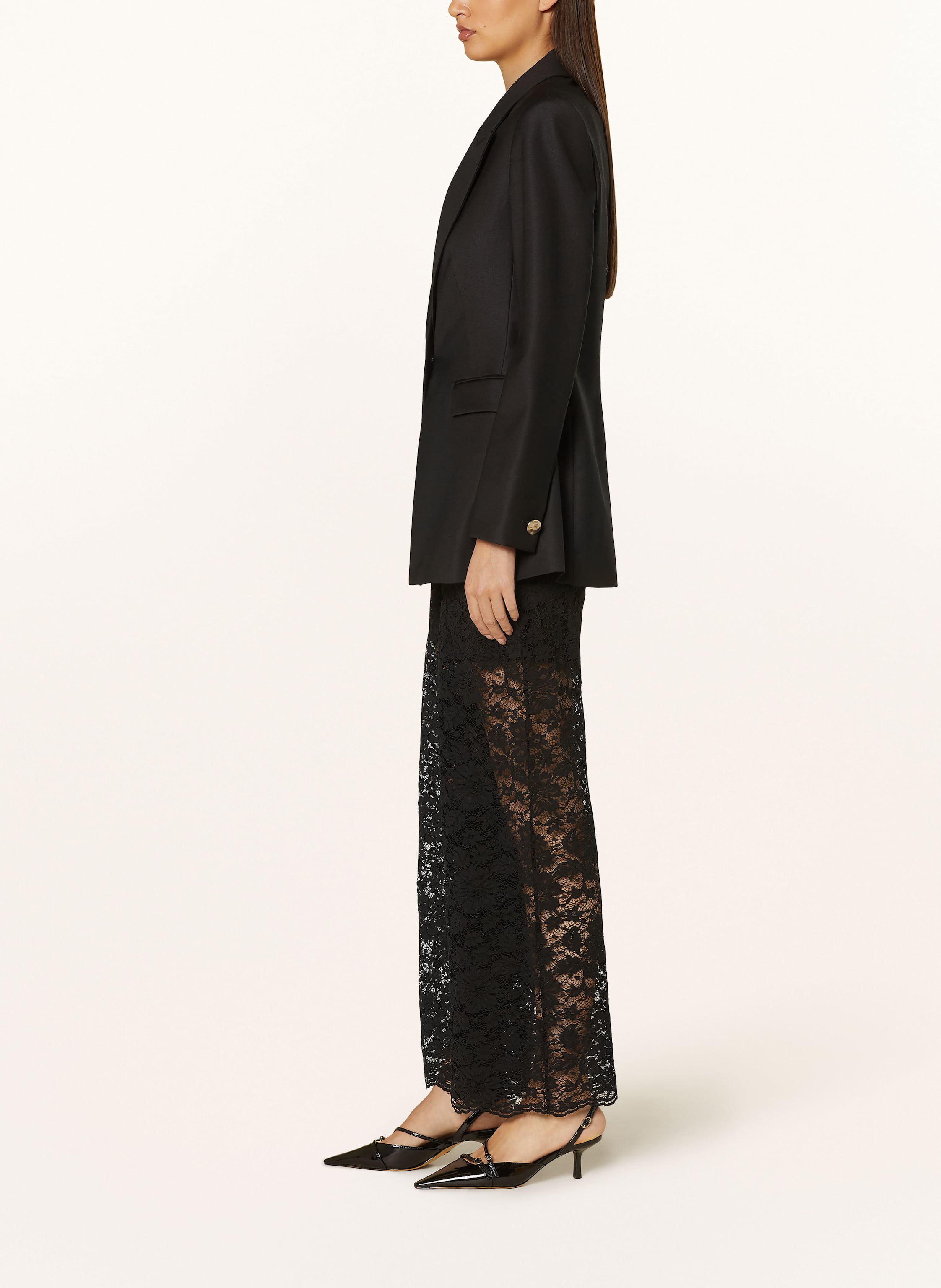 Thumbnail - Neo Noir Marlenehose Lami Aus Spitze schwarz