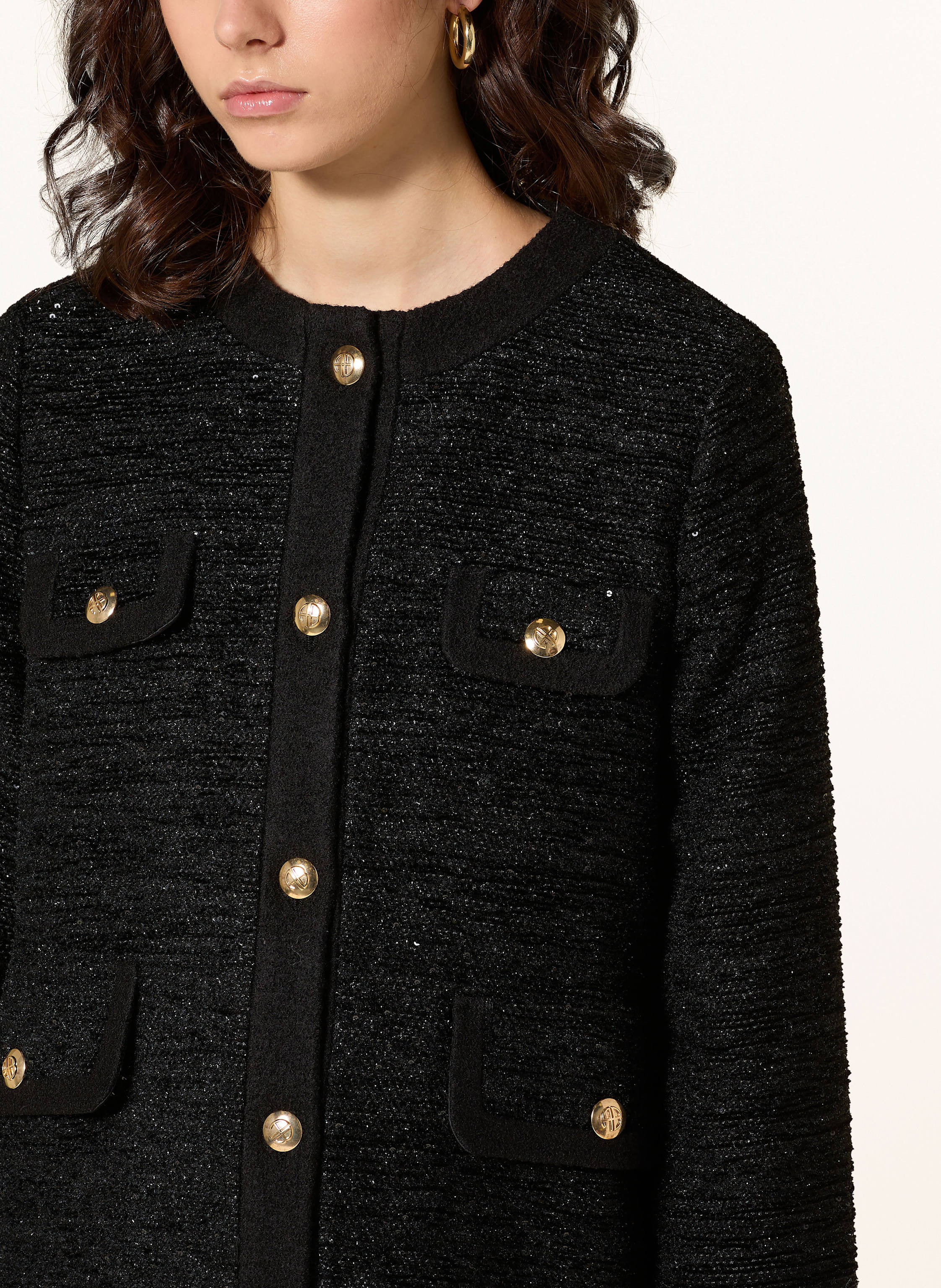 Thumbnail - Anine Bing Tweed-Jacke Lydia Mit Glitzergarn schwarz