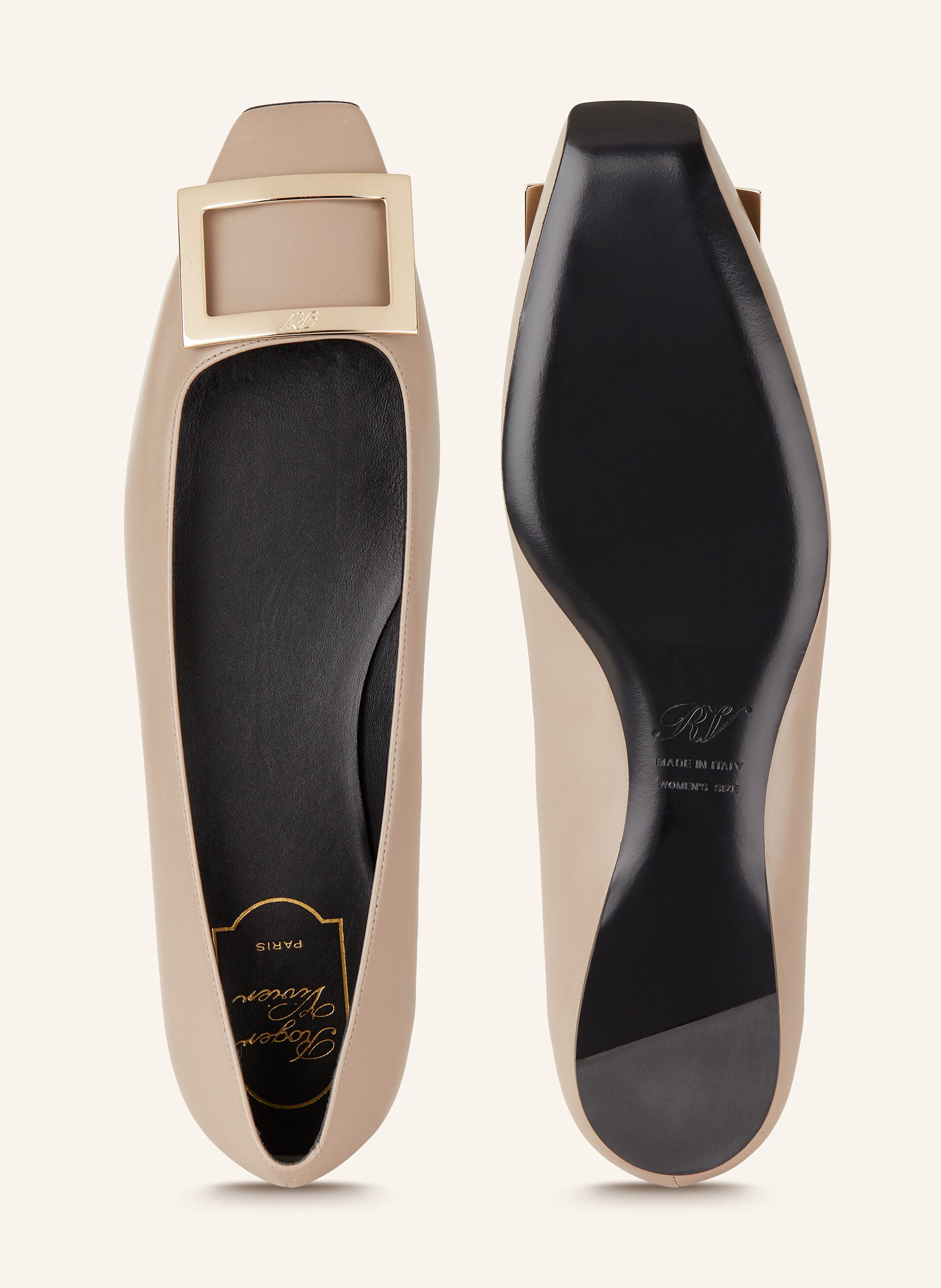 Thumbnail - Roger Vivier Ballerina Quadrata Trompette beige