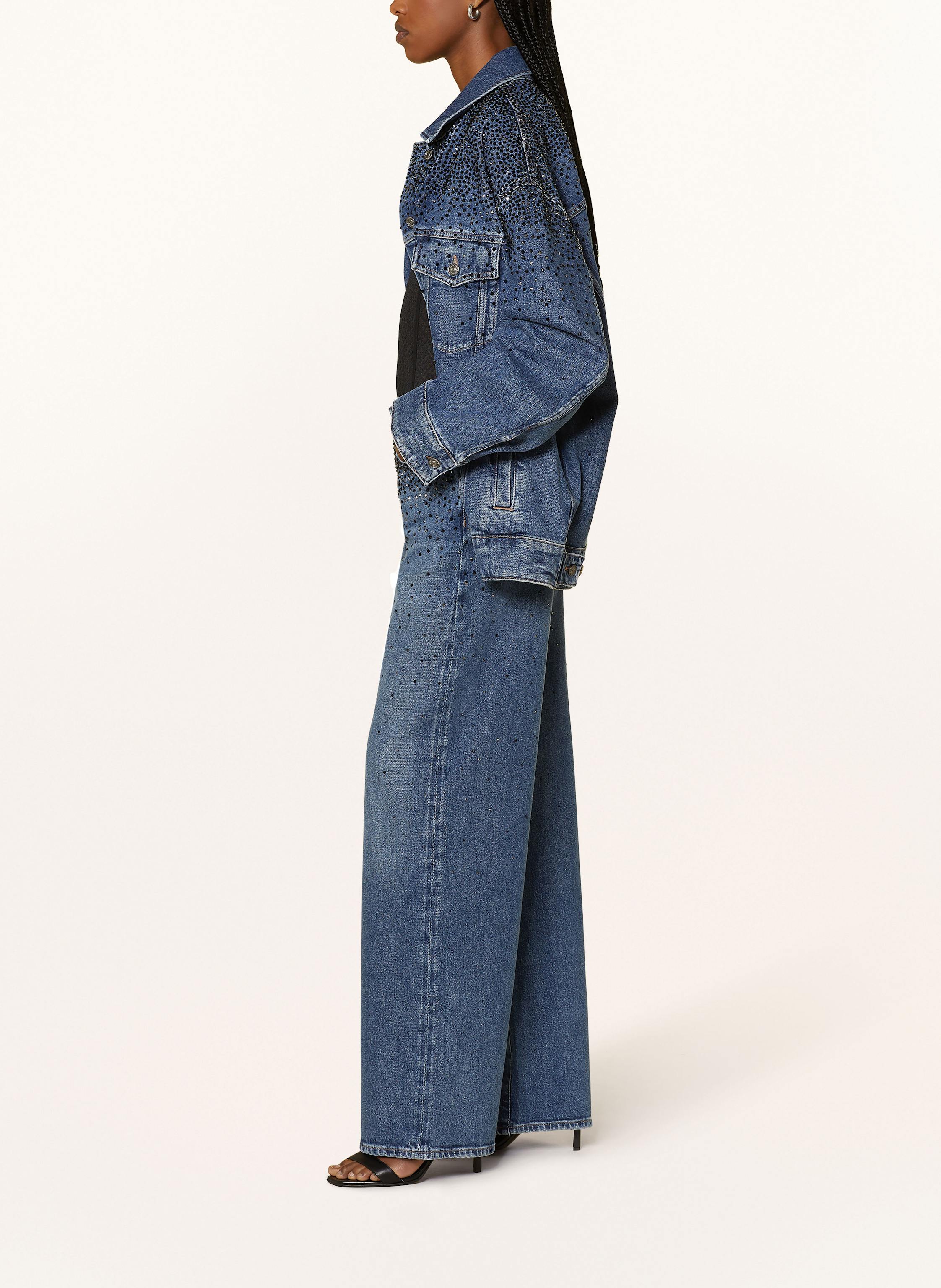 Thumbnail - 7 For All Mankind Wide Leg Jeans Scout Candy With Faded Crystals Mit Schmucksteinen blau