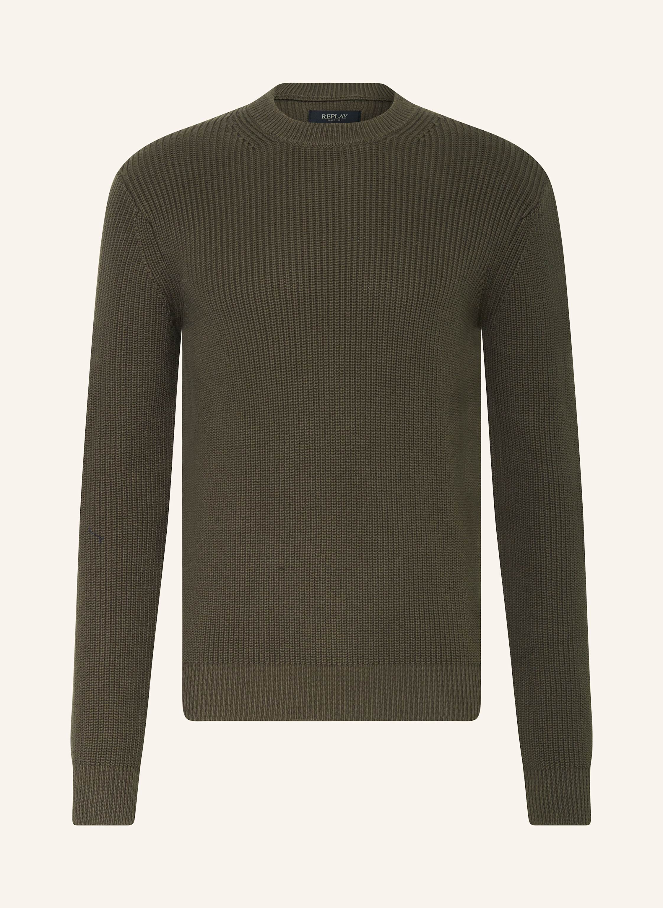 REPLAY sweater met logo dark olive