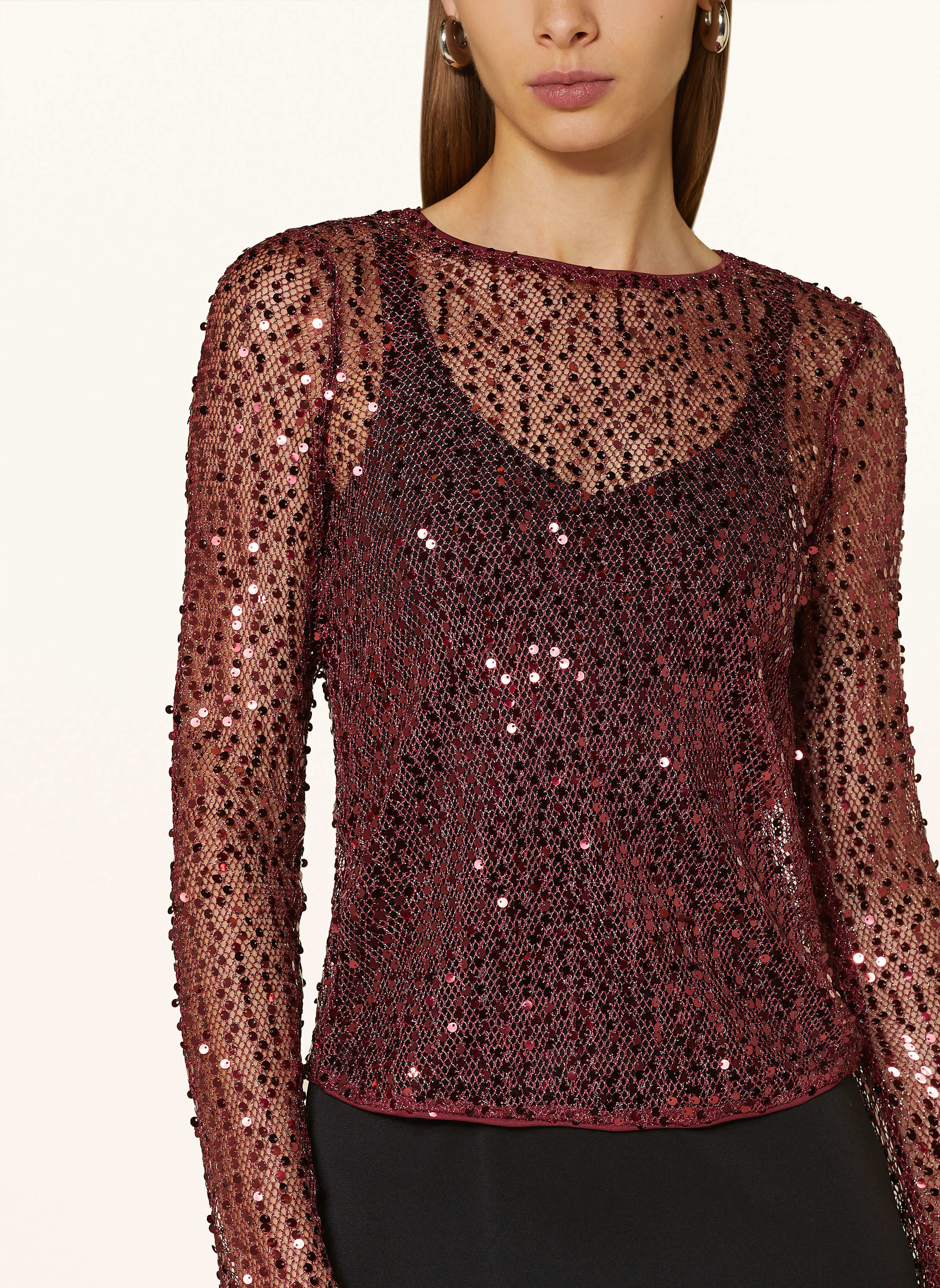 Thumbnail - Leger By Lena Gercke Blusenshirt Mareen Aus Mesh Mit Pailletten rot