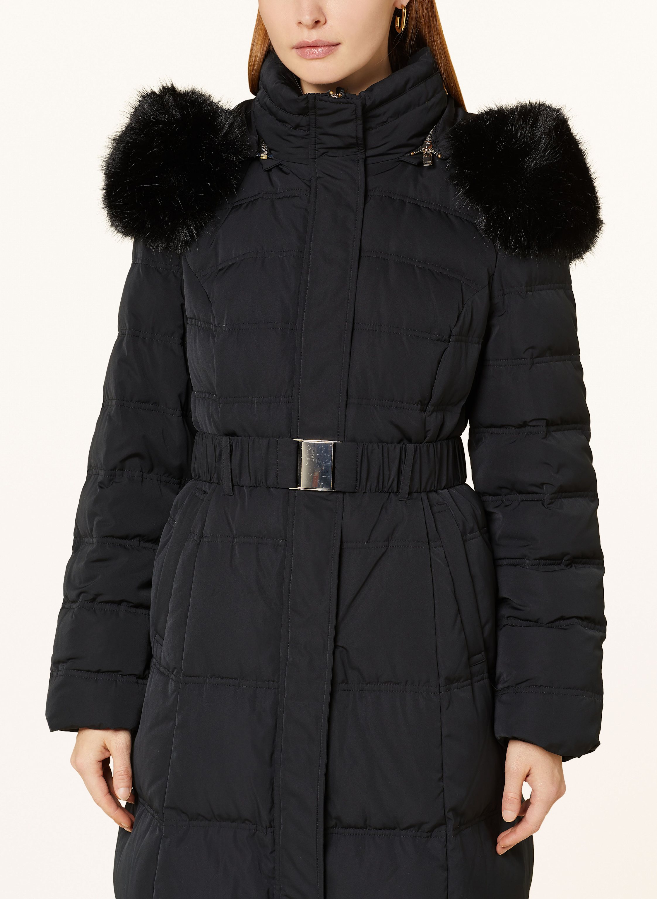 Thumbnail - Phase Eight Daunenmantel Dixie Mit Abnehmbarem Kunstfell schwarz