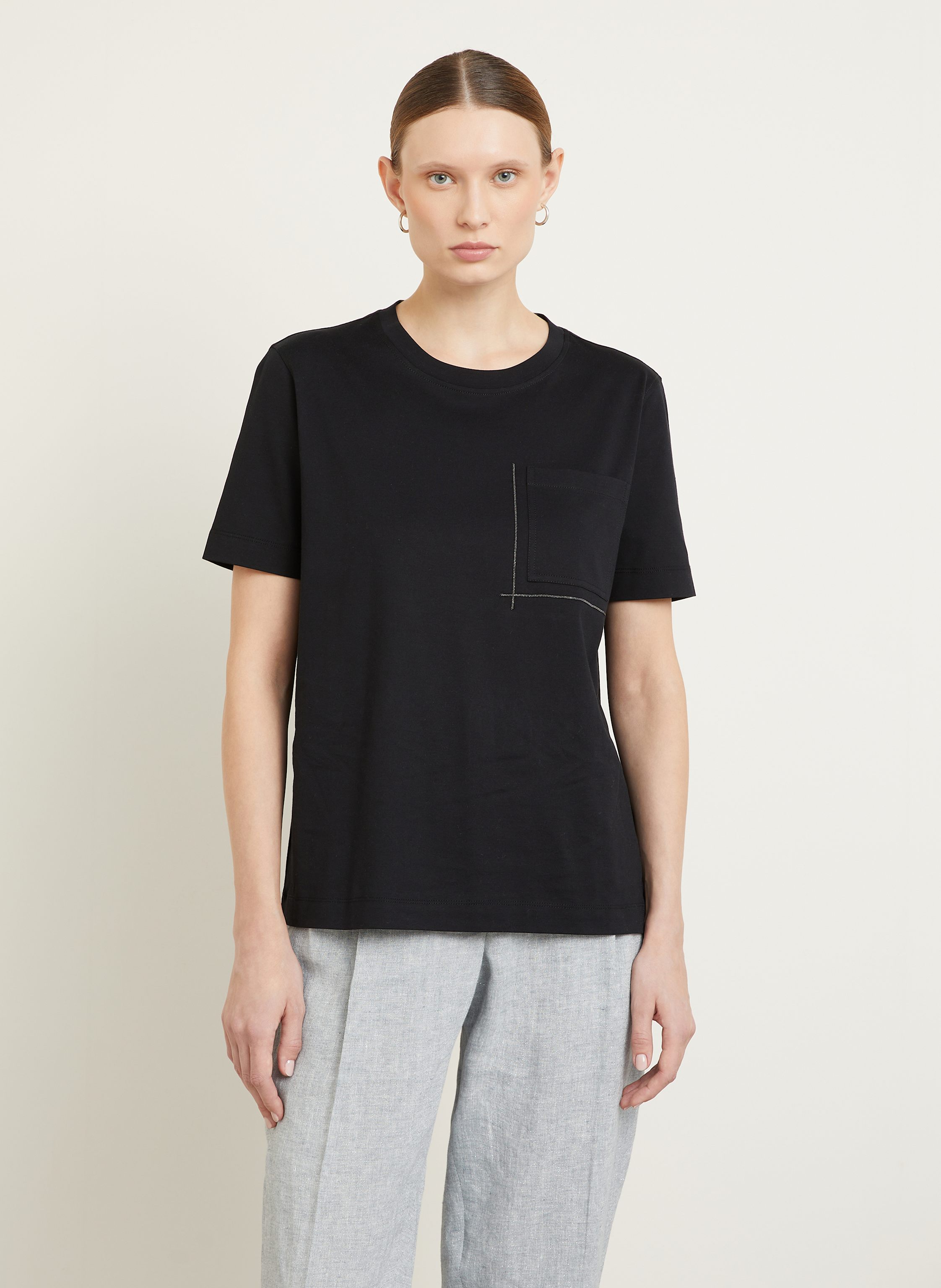 Thumbnail - Brunello Cucinelli T-Shirt Mit Schmucksteinen schwarz
