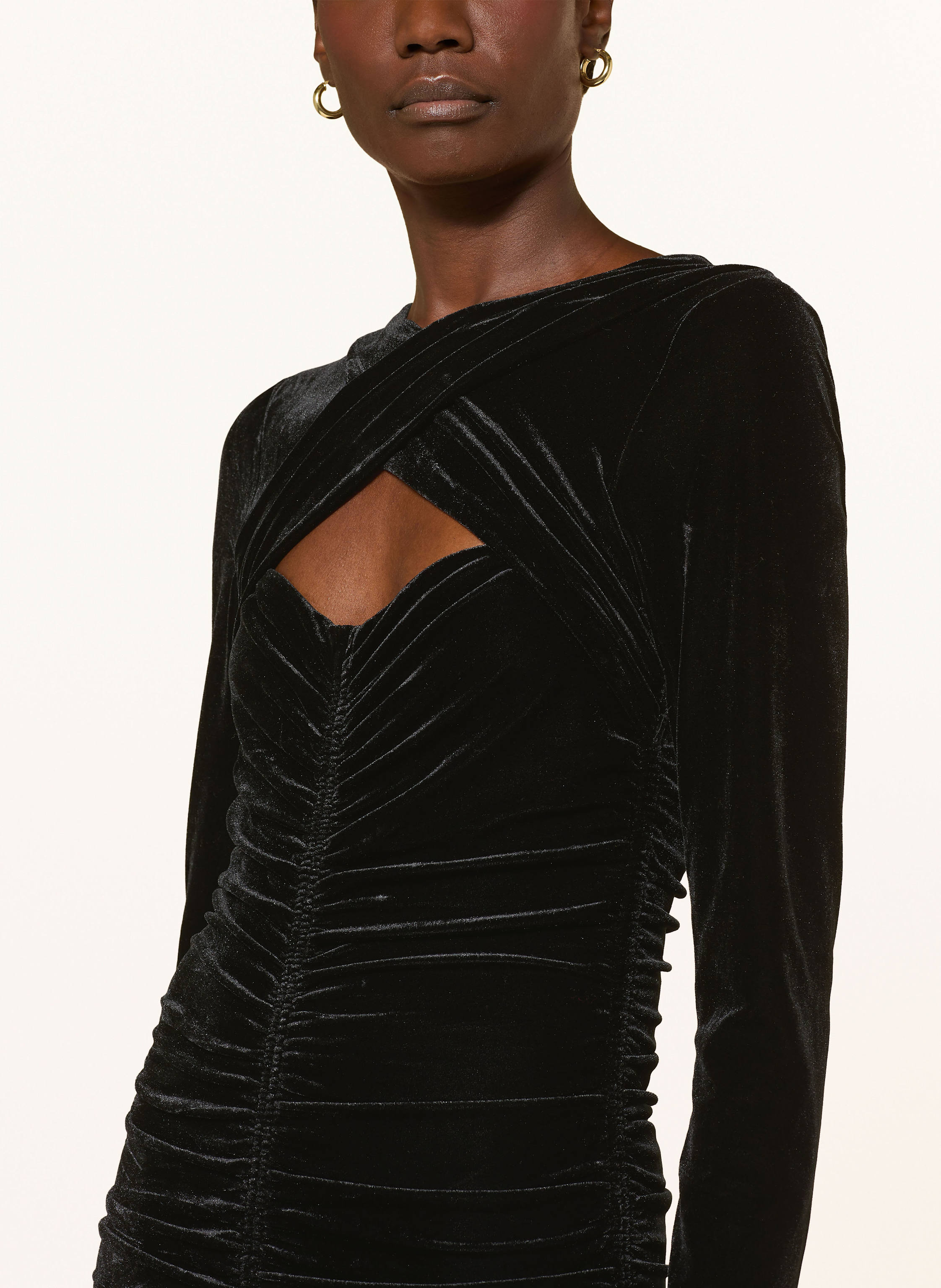 Thumbnail - Reiss Samtkleid Sia Mit Cut-Out schwarz