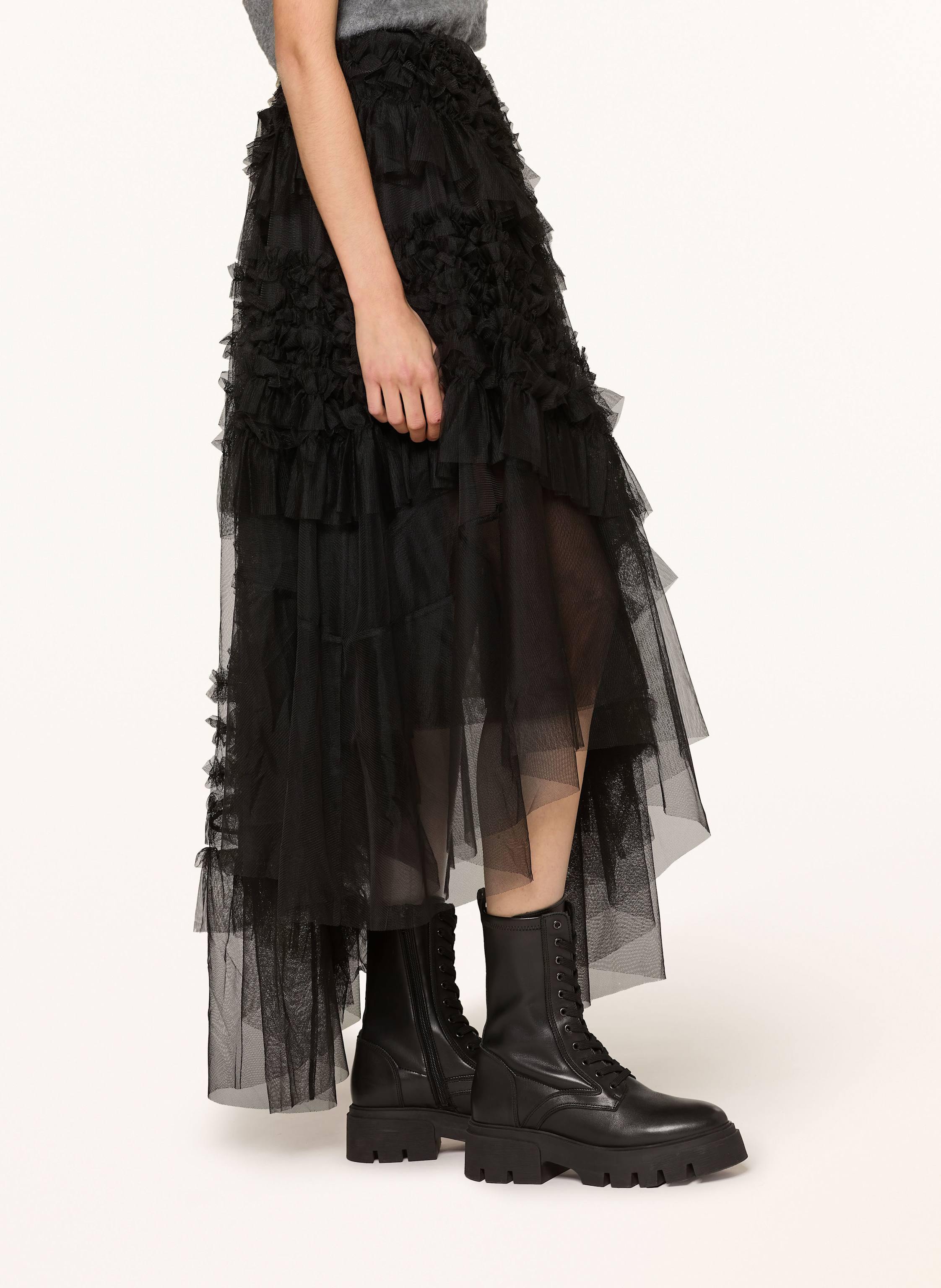 Thumbnail - Allsaints Tüllrock Jen Mit Rüschen schwarz