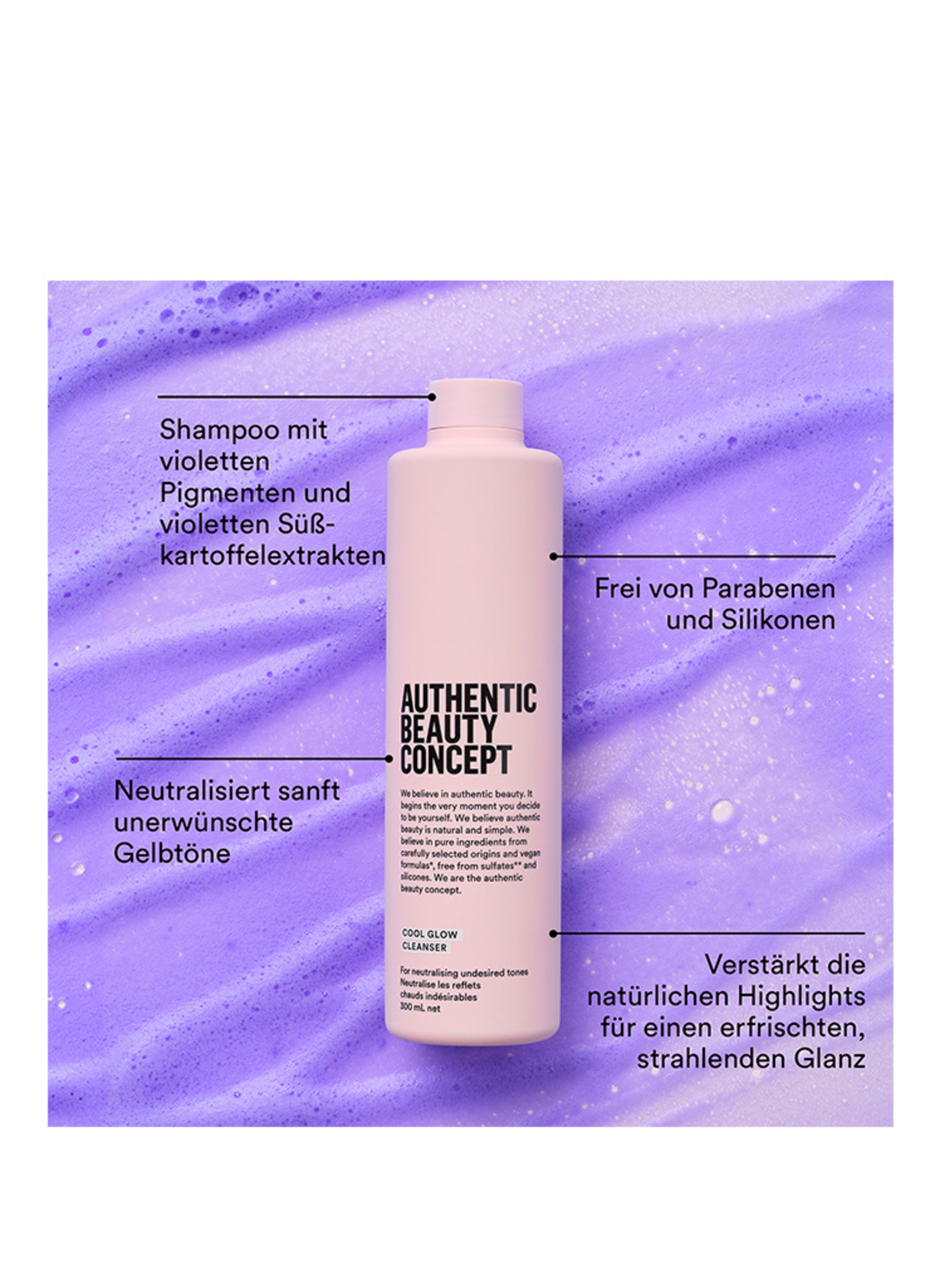 Thumbnail - Authentic Beauty Concept Cool Glow Cleanser Silbershampoo 300 ml
