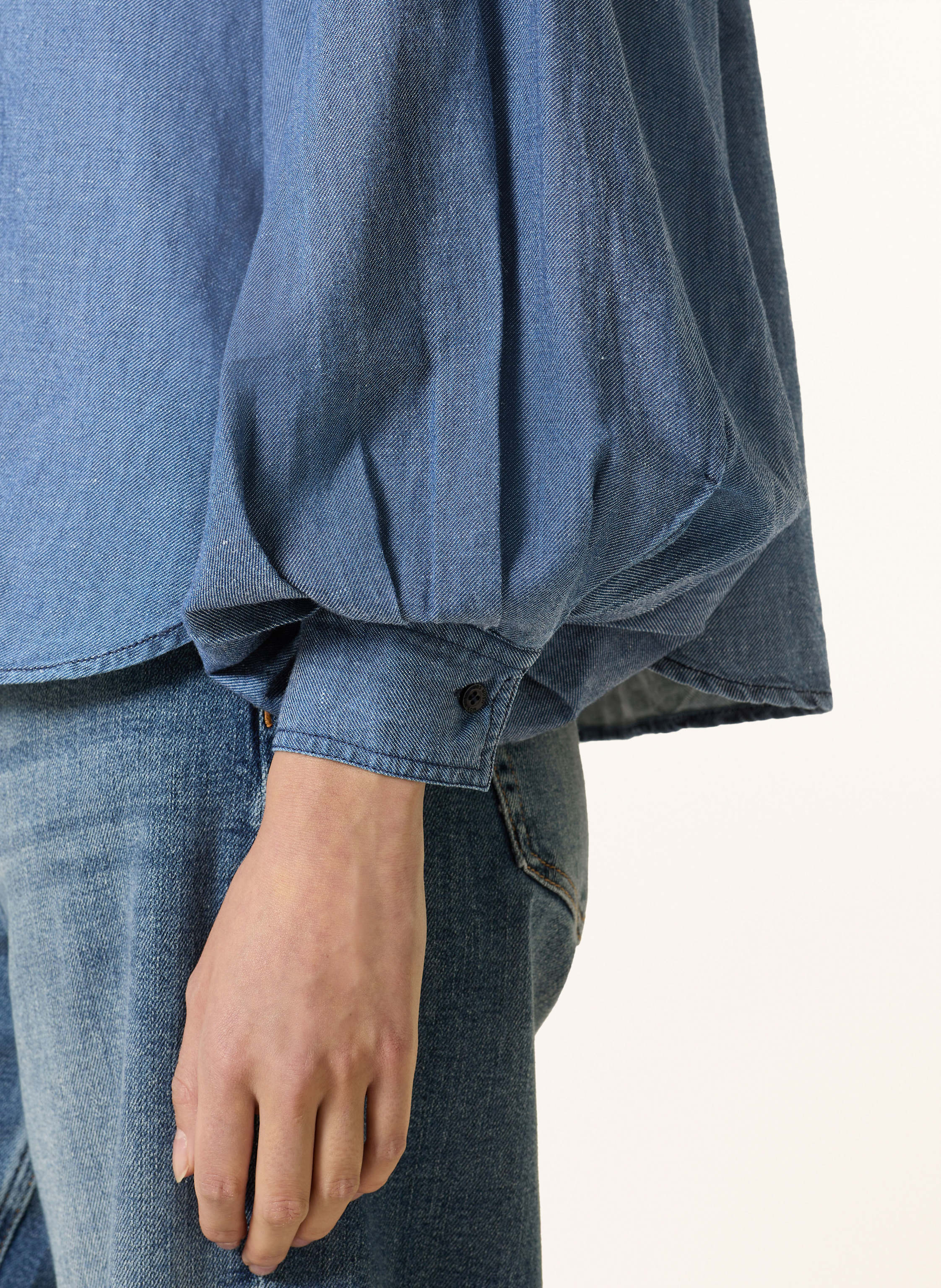 Thumbnail - Mos Mosh Blusentop Mmyen In Jeansoptik blau