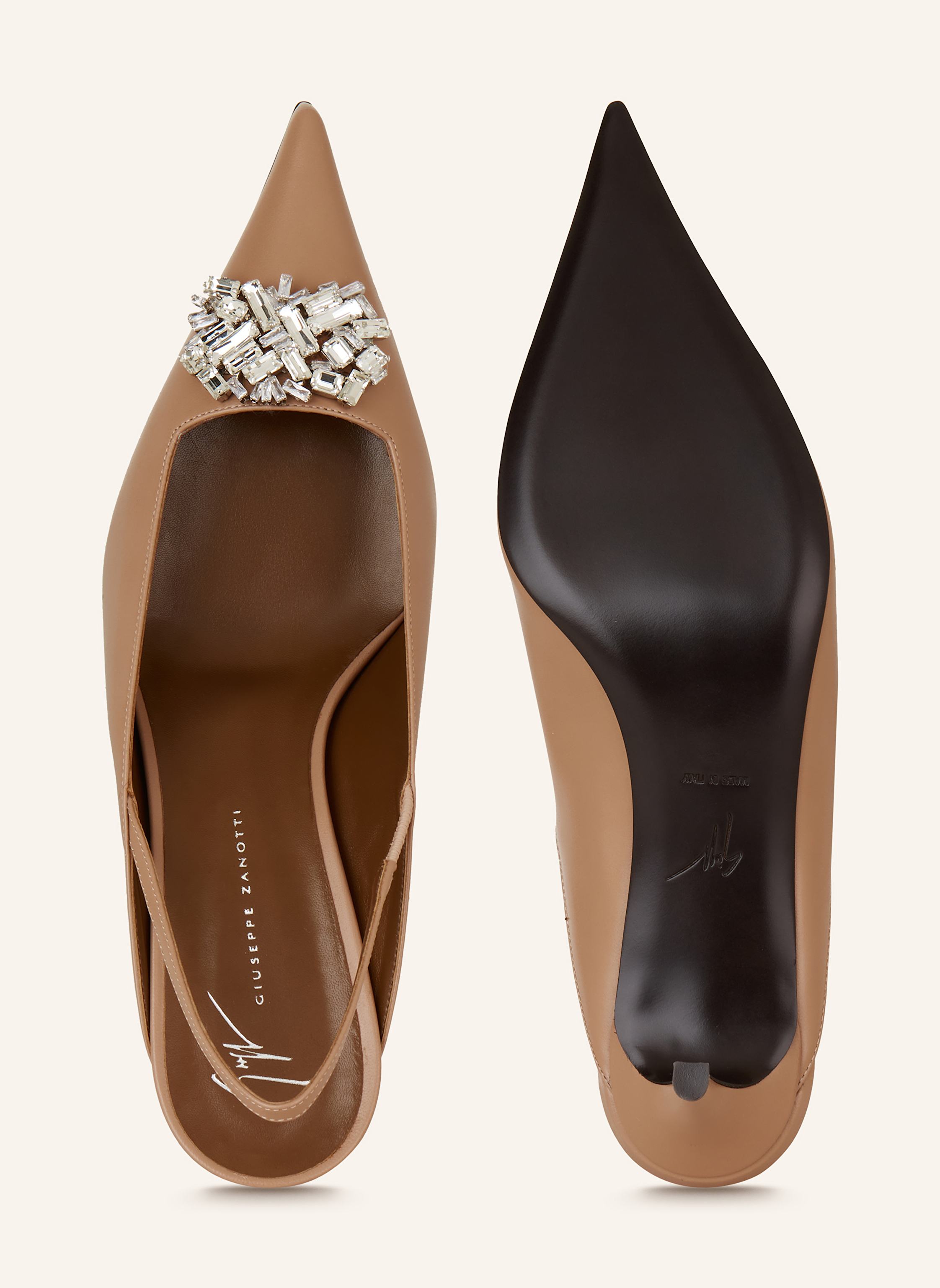 Thumbnail - Giuseppe Zanotti Design Slingpumps Mit Schmucksteinen braun